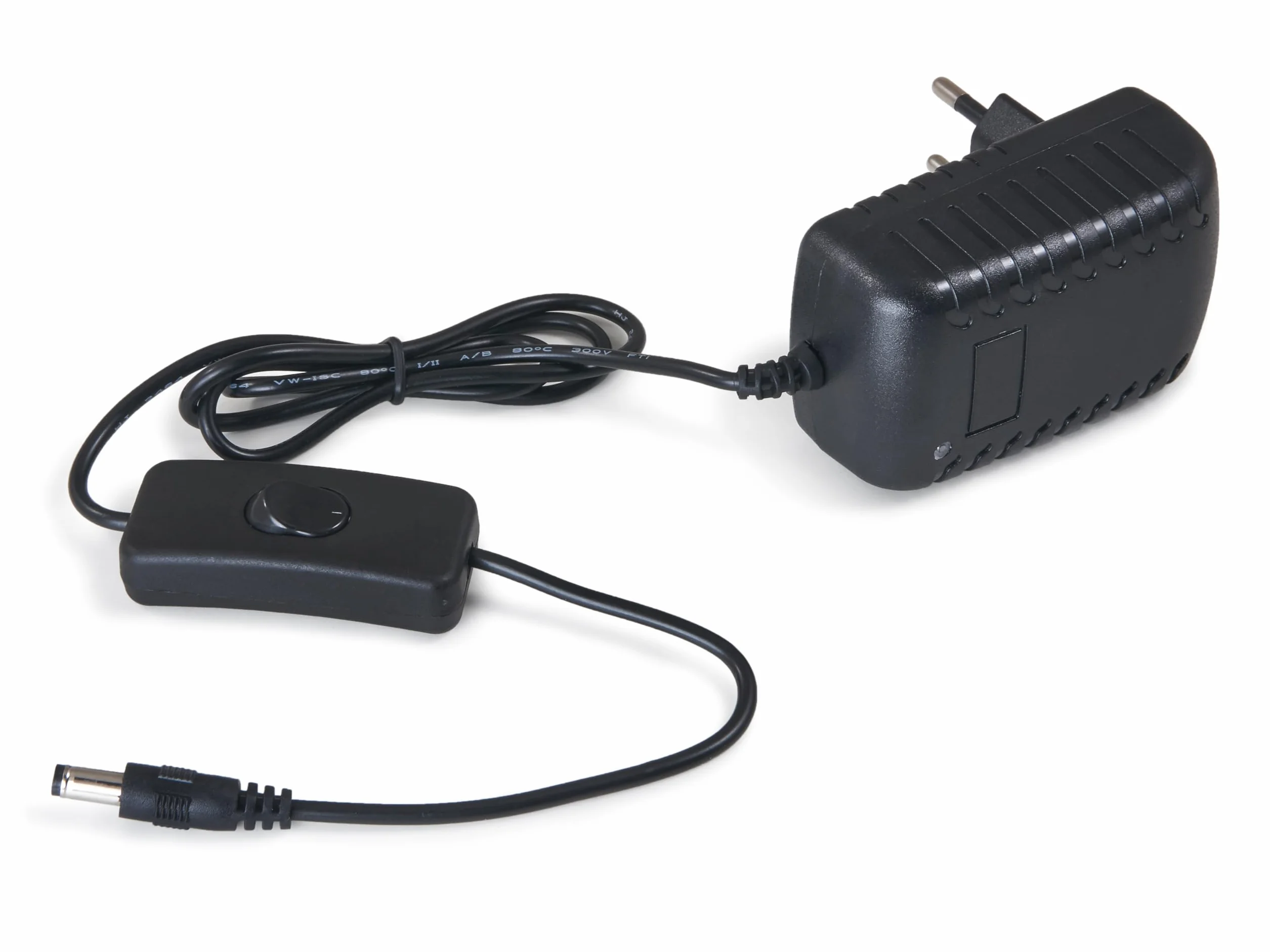 Zasilacz Wtyczkowy LED 12V 24W 2A – Z Włącznikiem – Zasilacz do Taśm LED, Sprzętu Audio, Urządzeń Elektronicznych – IP20 – Pasywne Chłodzenie – 82 x 50 x 34 [mm] (Czarny)