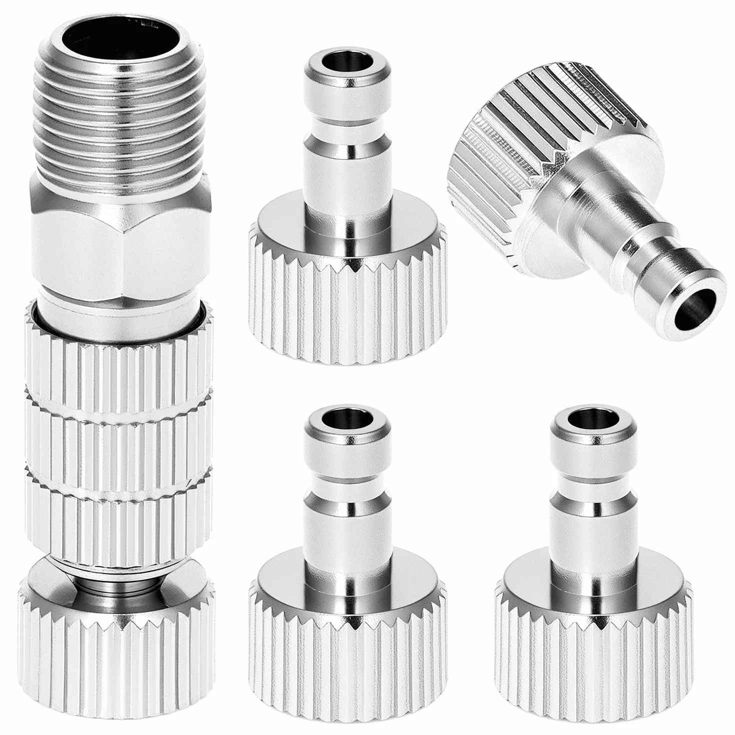 QWORK® 5 sztuk 1/8" adapter Airbrush, szybkozłączka Airbrush, łatwe podłączanie/odłączanie pistoletów natryskowych i sprężarek powietrza