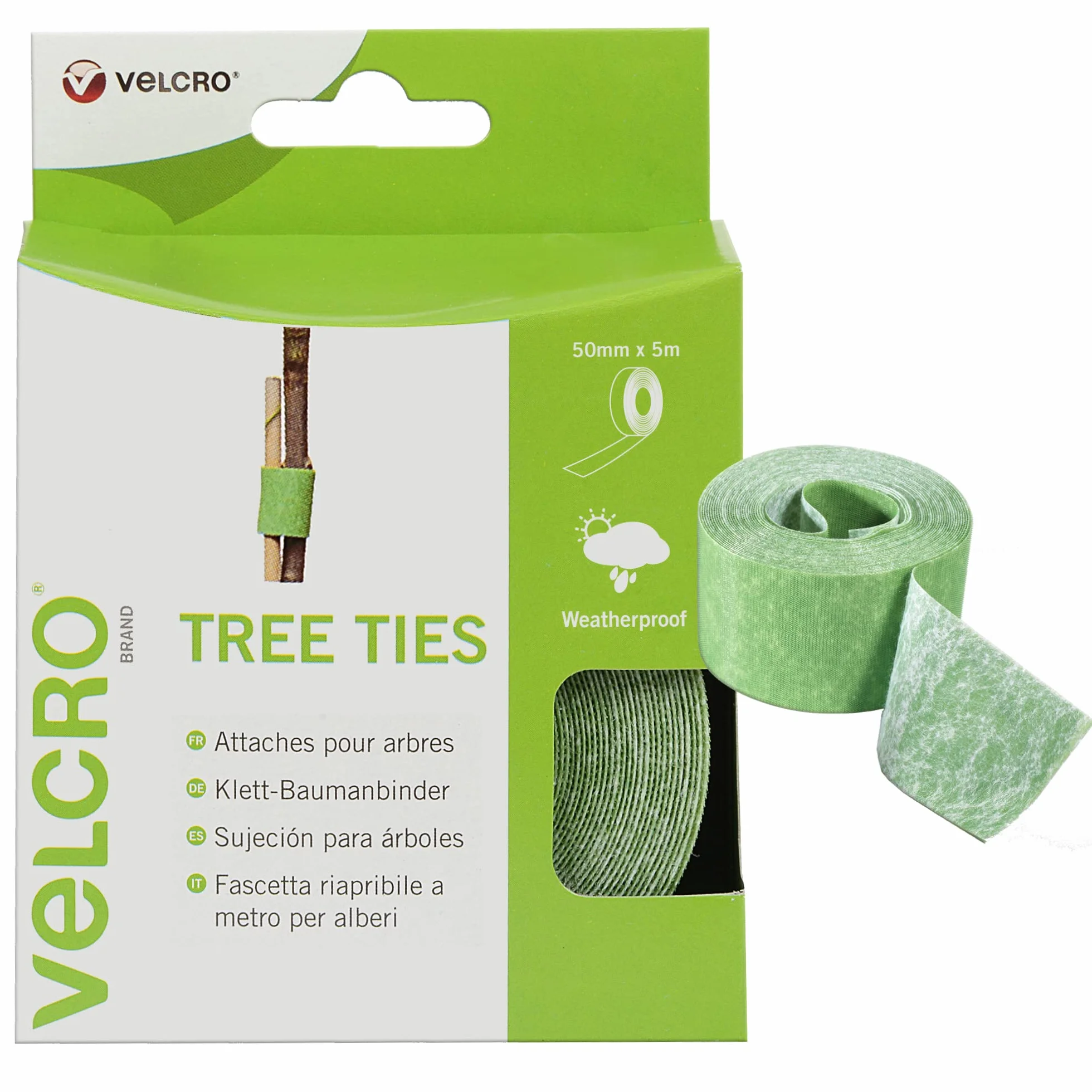 Velcro Tree Ties Opaski do Drzew, Zielony, 50mm x 5m