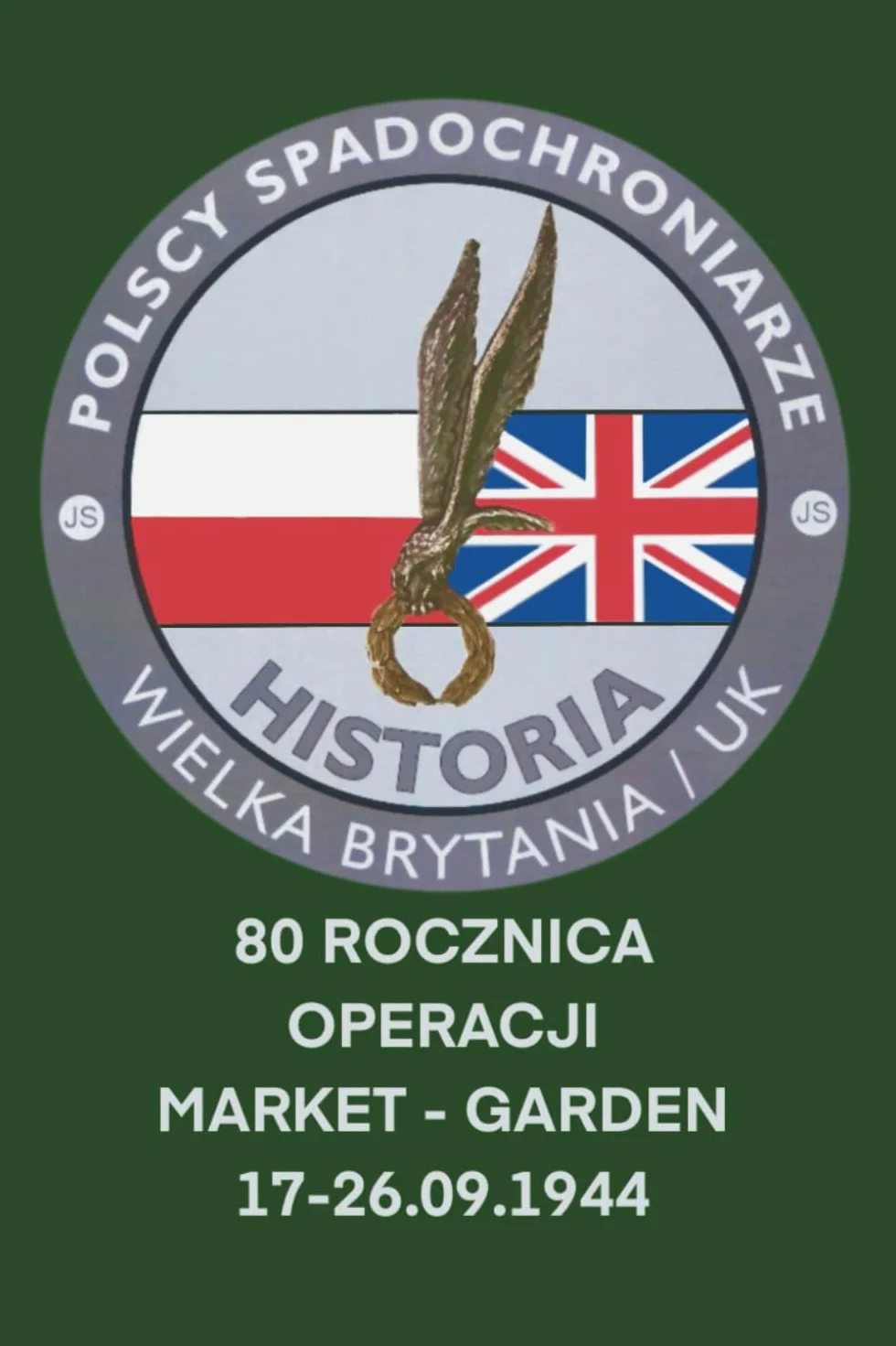 80 Rocznica Operacji Market - Garden 17-26.09.1944: A5 zeszyt | 100 stron z przerywanymi liniami | zielona okładka z logiem Historia - Polscy Spadochroniarze w UK