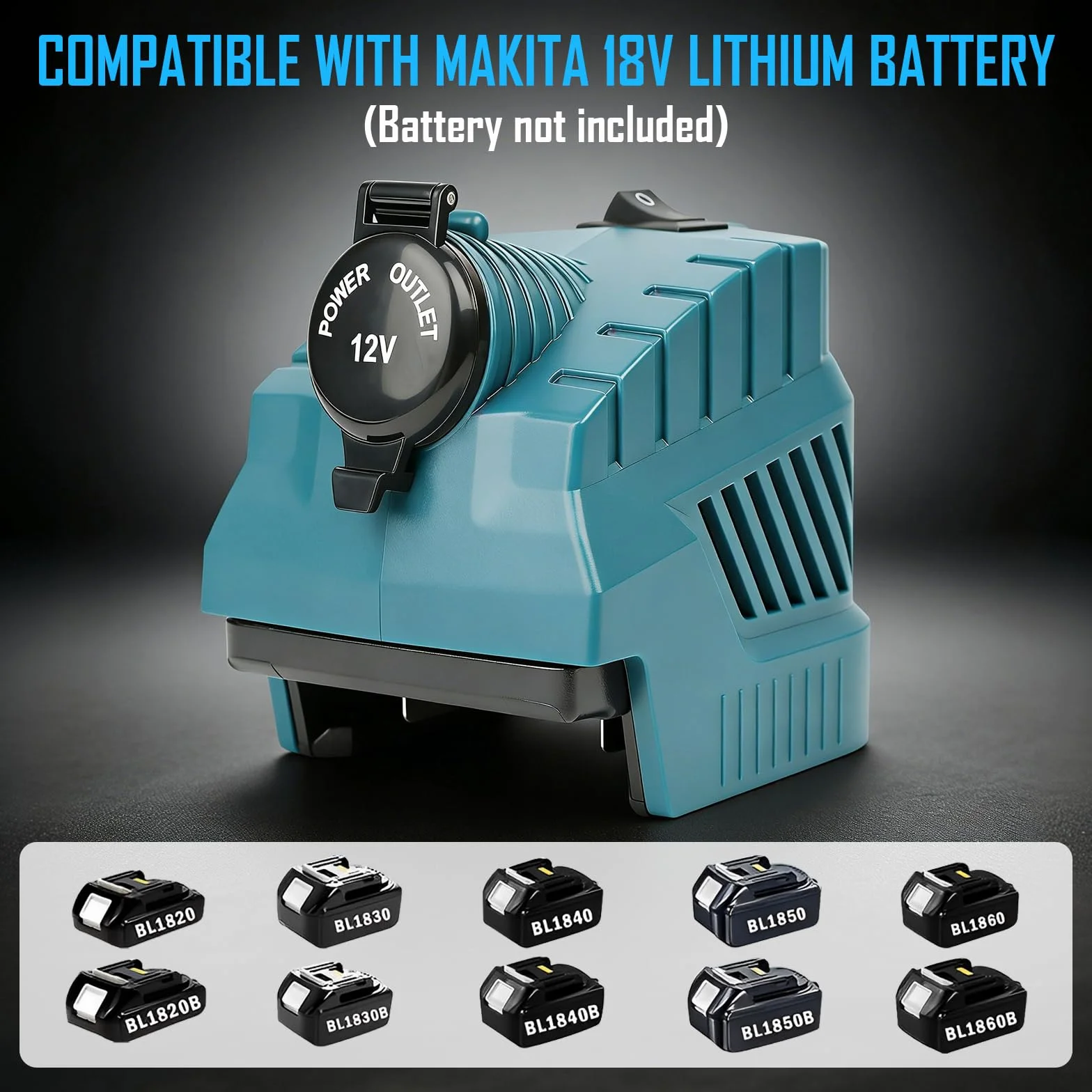 Konwerter Step Down kompatybilny z baterią litową Makita 18 V (bateria nie jest dołączona), adapter regulatora napięcia 18 V na 12 V z zapalniczką i portem USB