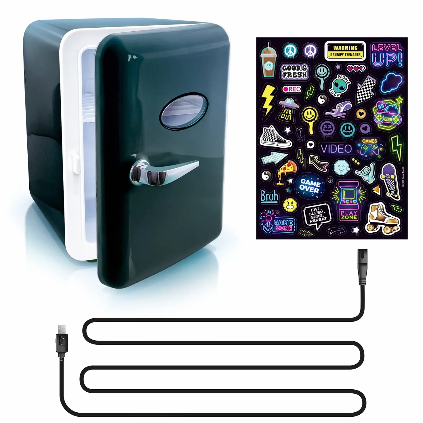 Canal Toys - Mini Lodówka Gamer Ładowarka USB, pojemność 4L - Czarny - INF 038
