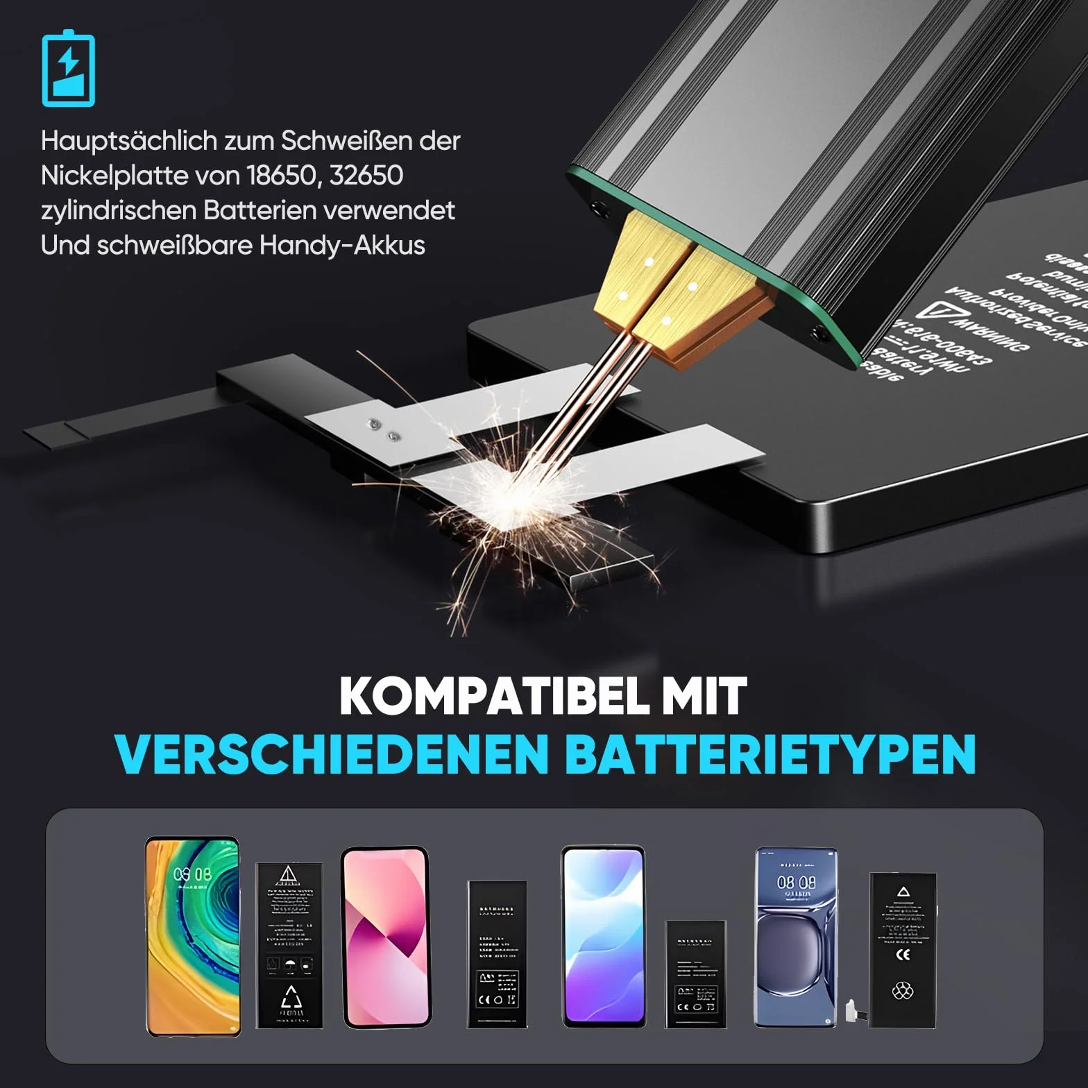 Seesii Spawarka punktowa - SE-209 Mini spawarka punktowa z baterią 5,0 Ah do arkuszy niklowych, żelaza, stali nierdzewnej, lutownicy punktowej 1-80 poziomów, tryb automatyczny i ręczny