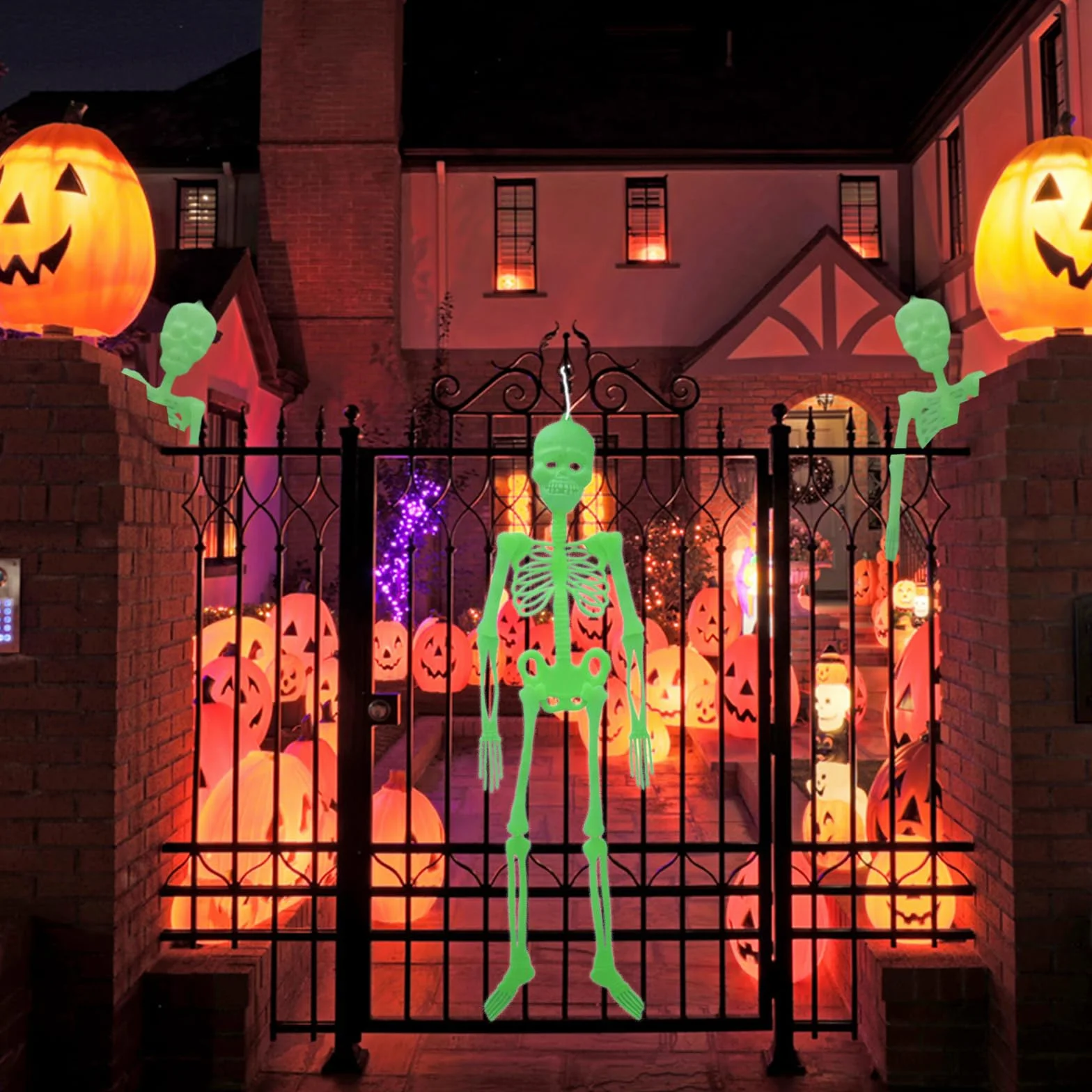 3 sztuki dekoracja na Halloween, świecący szkielet, realistyczne ludzkie szkielety, 3D, straszna dekoracja na Halloween, do ogrodu, straszna impreza tematyczna w pomieszczeniach
