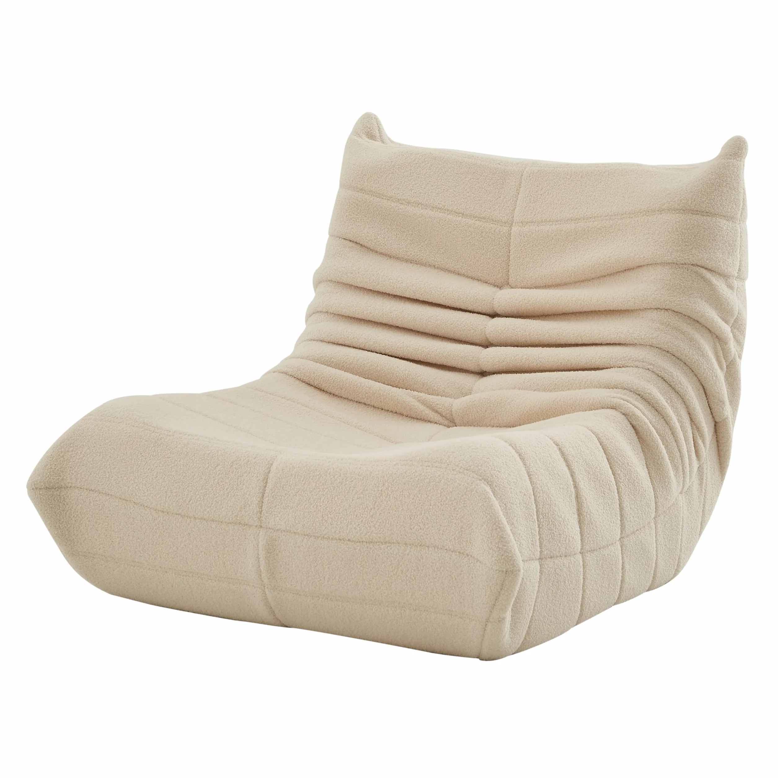 Worek do siedzenia, sofa podłogowa, sofa Togo o ergonomicznym wzornictwie, z pokrowcem ze sztucznego futra i super miękkim schowkiem, Bean Bag do sypialni, salonu (beżowy)