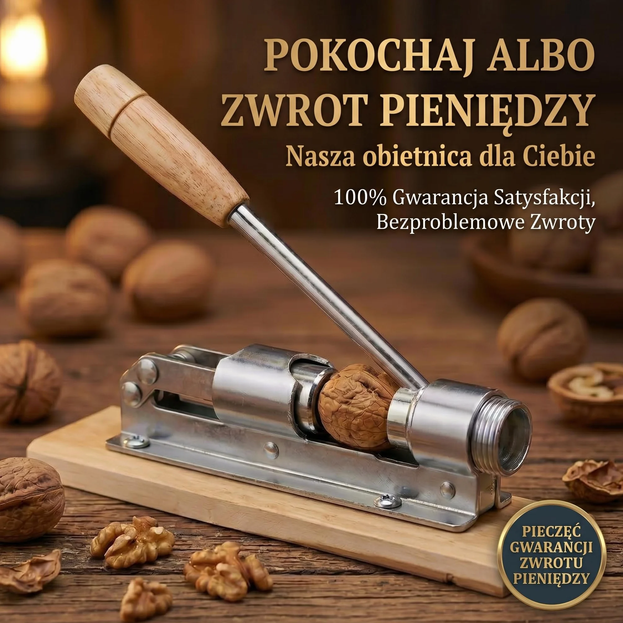 Dziadek do orzechów Retro w nostalgicznym wzornictwie Dziadek do orzechów ze stali nierdzewnej z funkcją dźwigni; regulacja wielkości i oszczędność energii przy otwieraniu orzechów