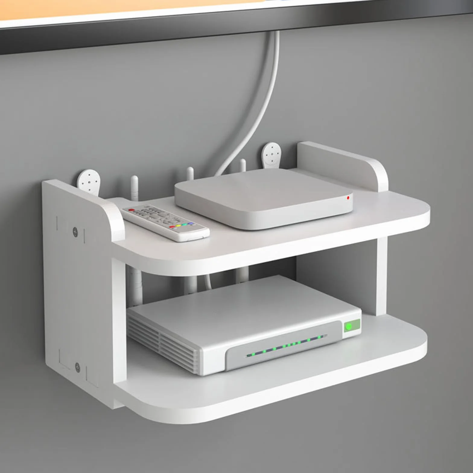 Catekro Router WiFi Storage Box, półki pływające, stojak na telewizor górny stojak ścienny wielowarstwowa półka do przechowywania, szafka pod telewizor Półki ścienne