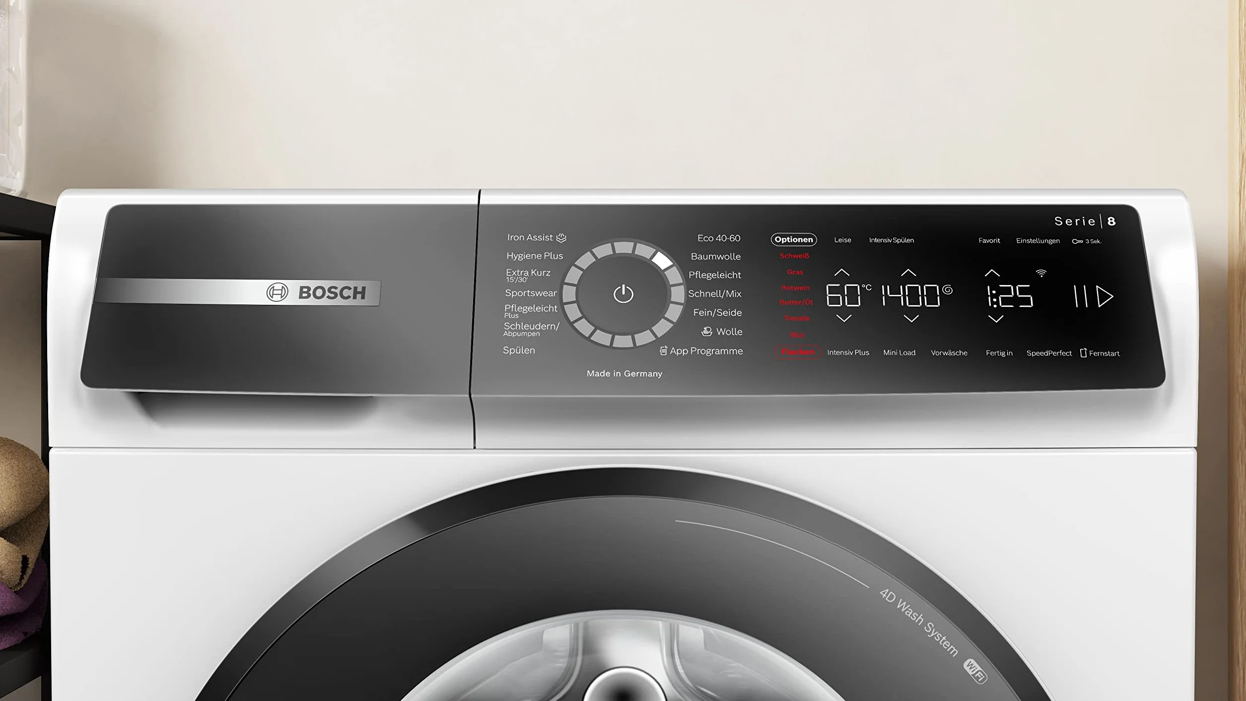 Bosch Seria 8 pralka inteligentna 9 kg 1400 obr./min Active Water Plus Iron Assist Mini Load