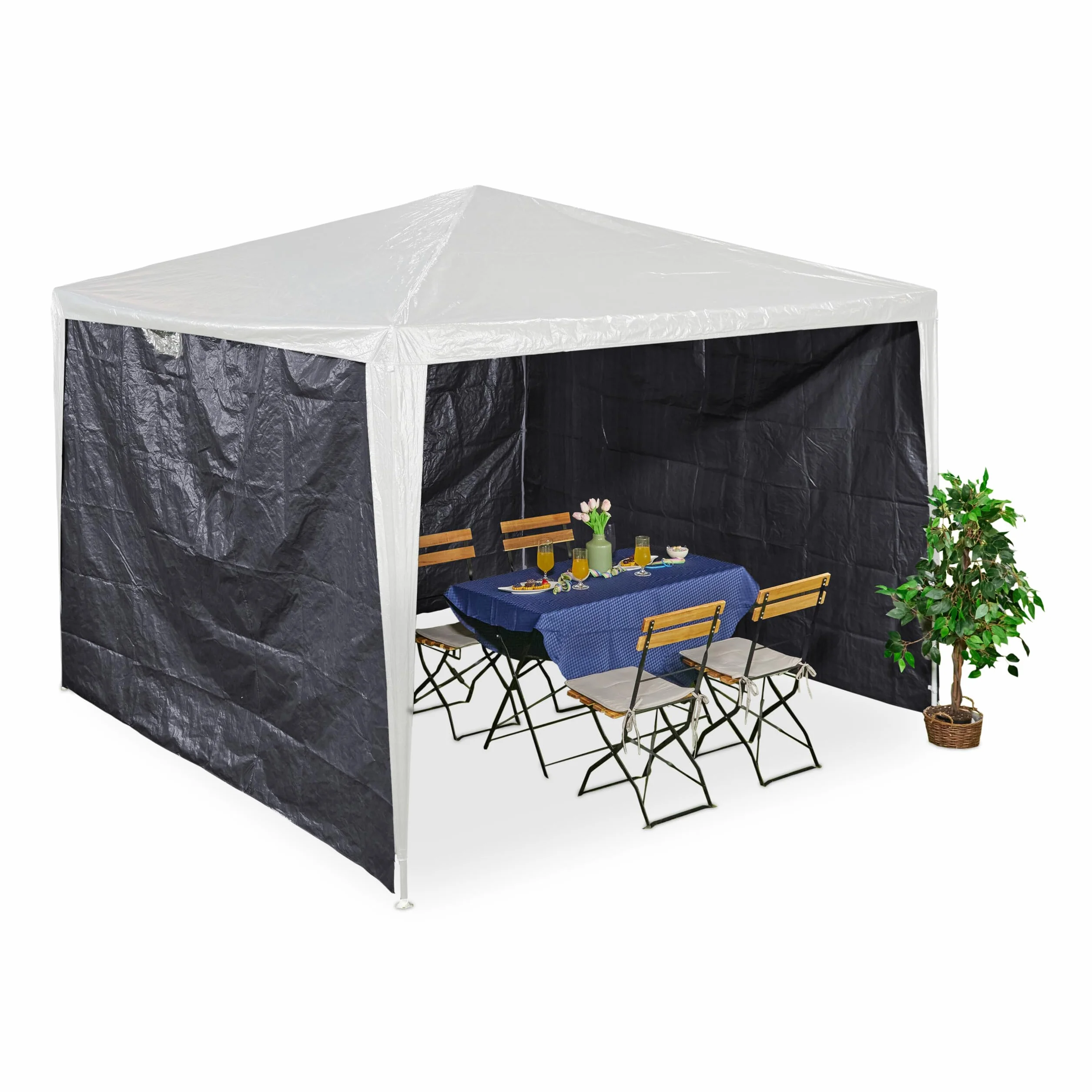 Relaxdays Części boczne do pawilonu, zestaw 3 szt., 2 x 3 m, wodoszczelne, ściany boczne z zapięciem na rzepy, PE, bez okien, szare