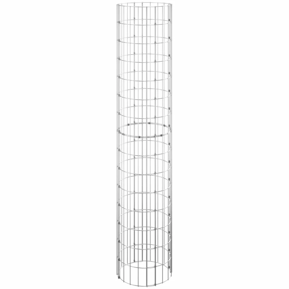 vidaXL Okrągłe donice gabionowe, podniesione, 3 szt., stal, Ø30x150 cm