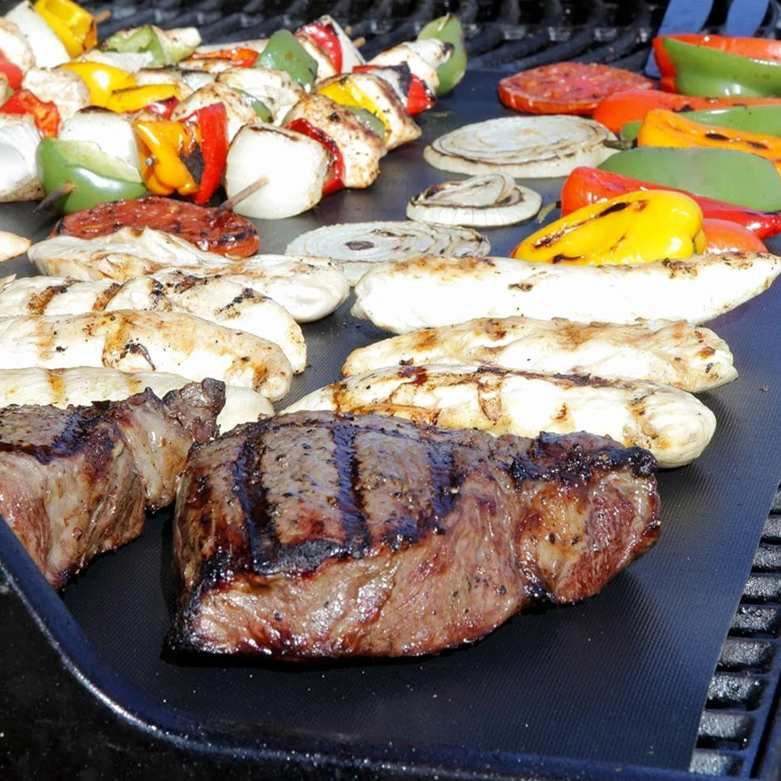 5 sztuk mat do grilla BBQ 40 x 33 cm, nieprzywierające teflonowe maty do grilla, wkładki do piekarnika, wielokrotnego użytku, odporne na wysokie temperatury, nieprzywierające, folia do pieczenia do