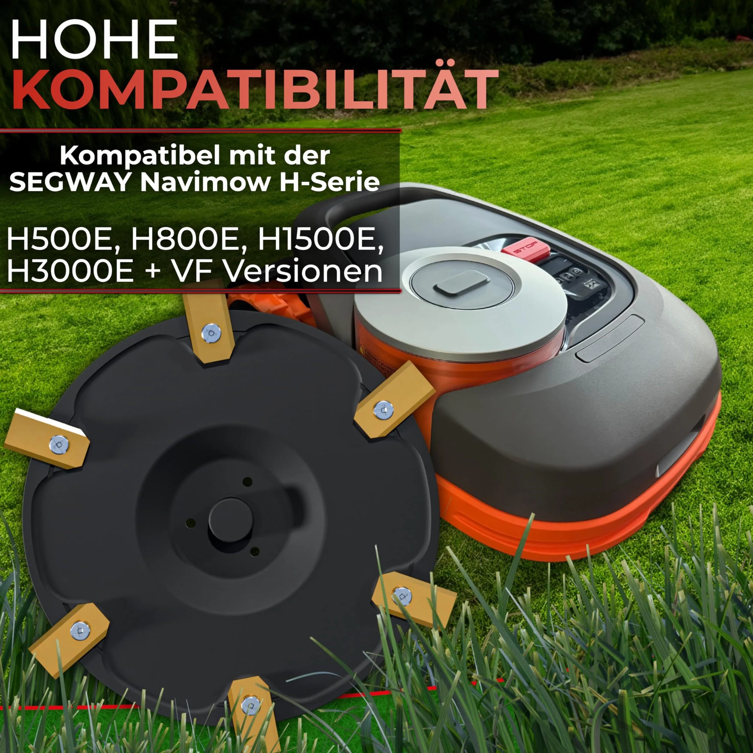 6-sztukowa tarcza noży kompatybilna z Segway Navimow seria H H500E, H800E, H1500E, H3000E-VF – Robot koszący Premium tarcza tnąca z tworzywa sztucznego wzmocnionego włóknem szklanym na 6 ostrzy (dla