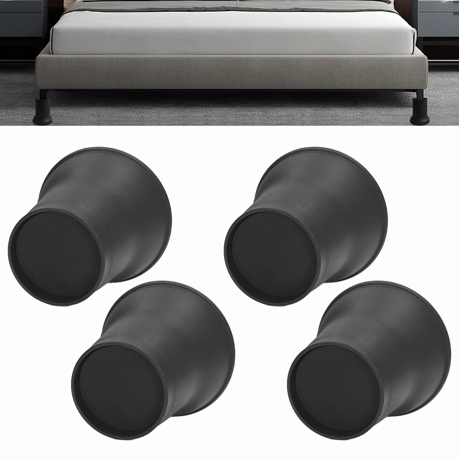 4 Szt. Meble Podstawki do Łóżek 6 Cali Ciężkie Podnośniki w Kształcie Rogu Czarne Plastikowe Szafki na Stopy Podnóżek Antypoślizgowe Podkładki EVA Heavy Duty Riser Sofa Zestaw Stołów