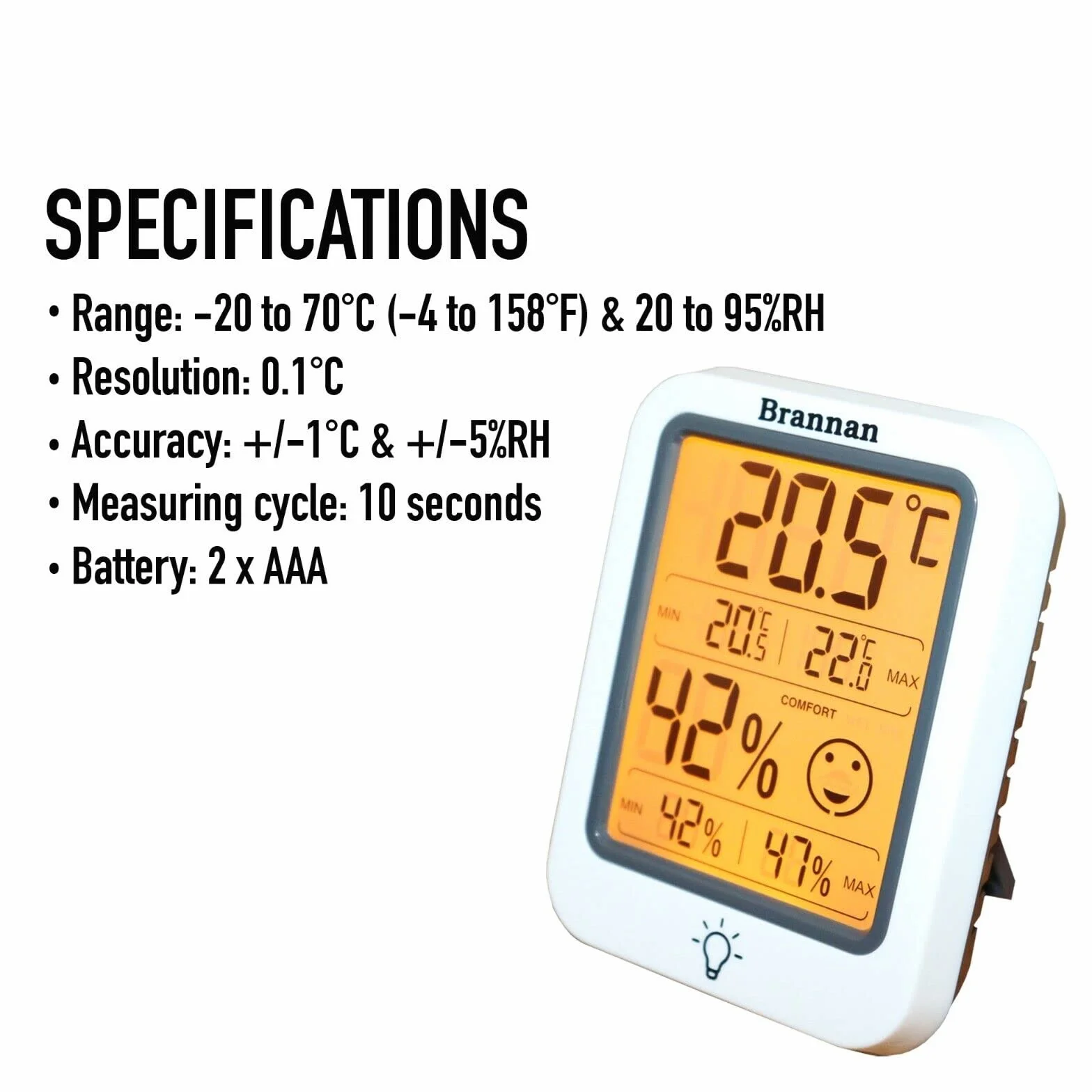 Cyfrowy termometr do wnętrz z dokładnym higrometrem temperatury otoczenia, maks. min nagrywania, podświetlany wyświetlacz LCD, do domu, biura, pokoju dziecięcego, szklarni