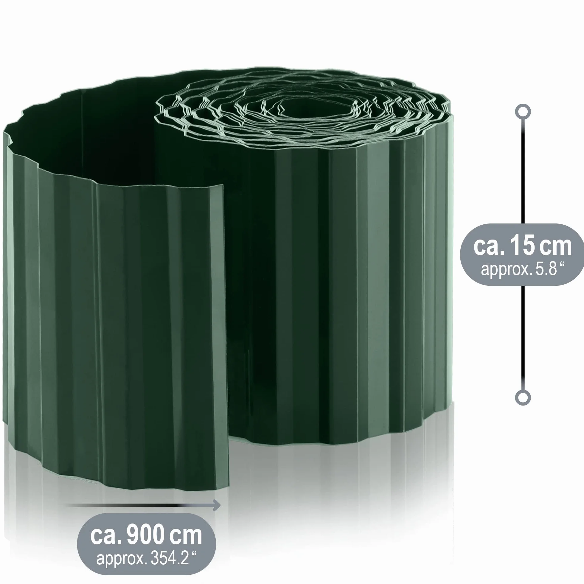com-four® Plastikowe obrzeze trawnikowe - obrzeze rabatowe do trawników, rabat kwiatowych lub jako krawedz koszaca - dlugosc regulowana indywidualnie - 15 x 900 cm