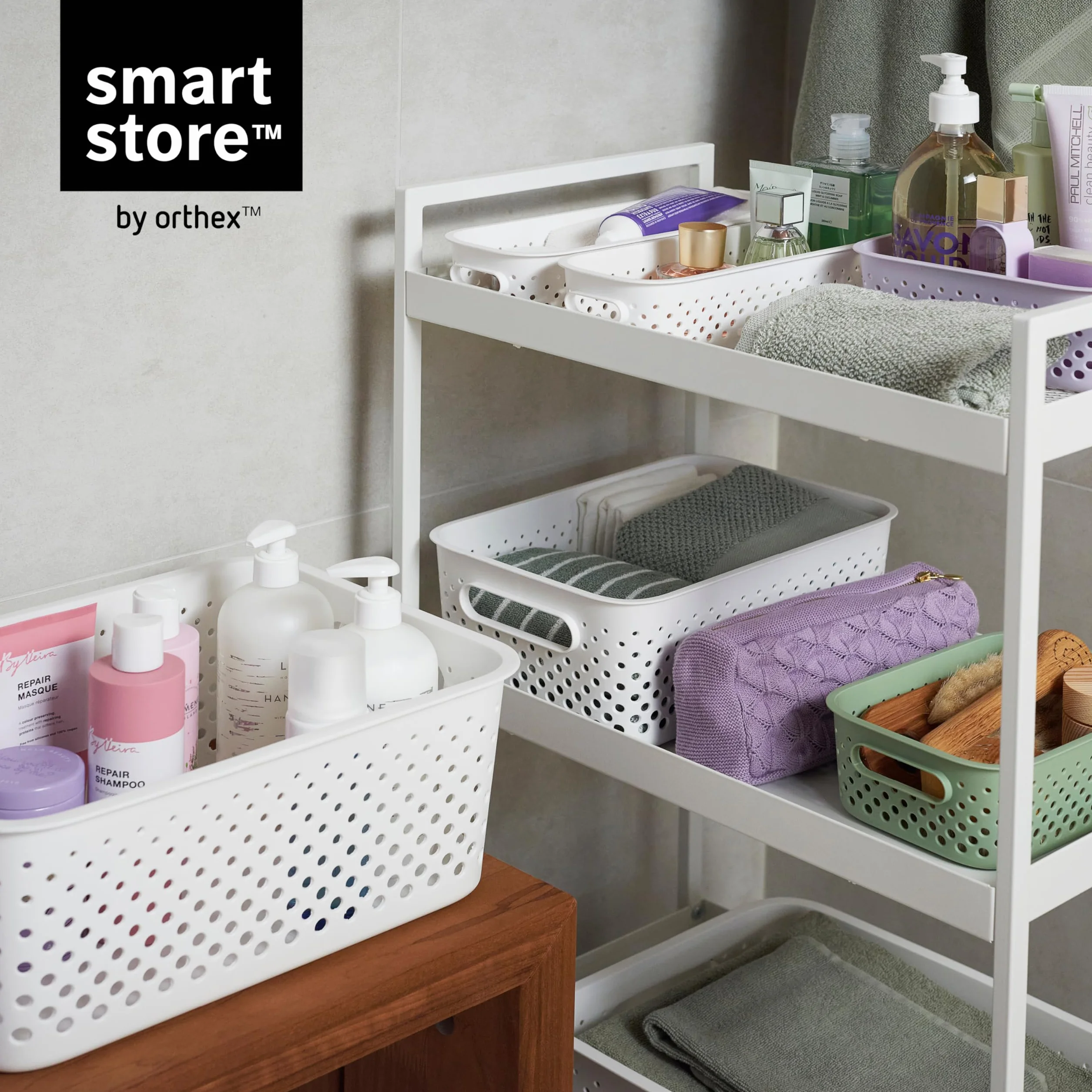SmartStore Plastikowy kosz do przechowywania z uchwytami, średni 11,4 l, trwały, z recyklingu i zrównoważony, biały, organizer domowy na półki, do kuchni, łazienki + 10-letnia, kosz do