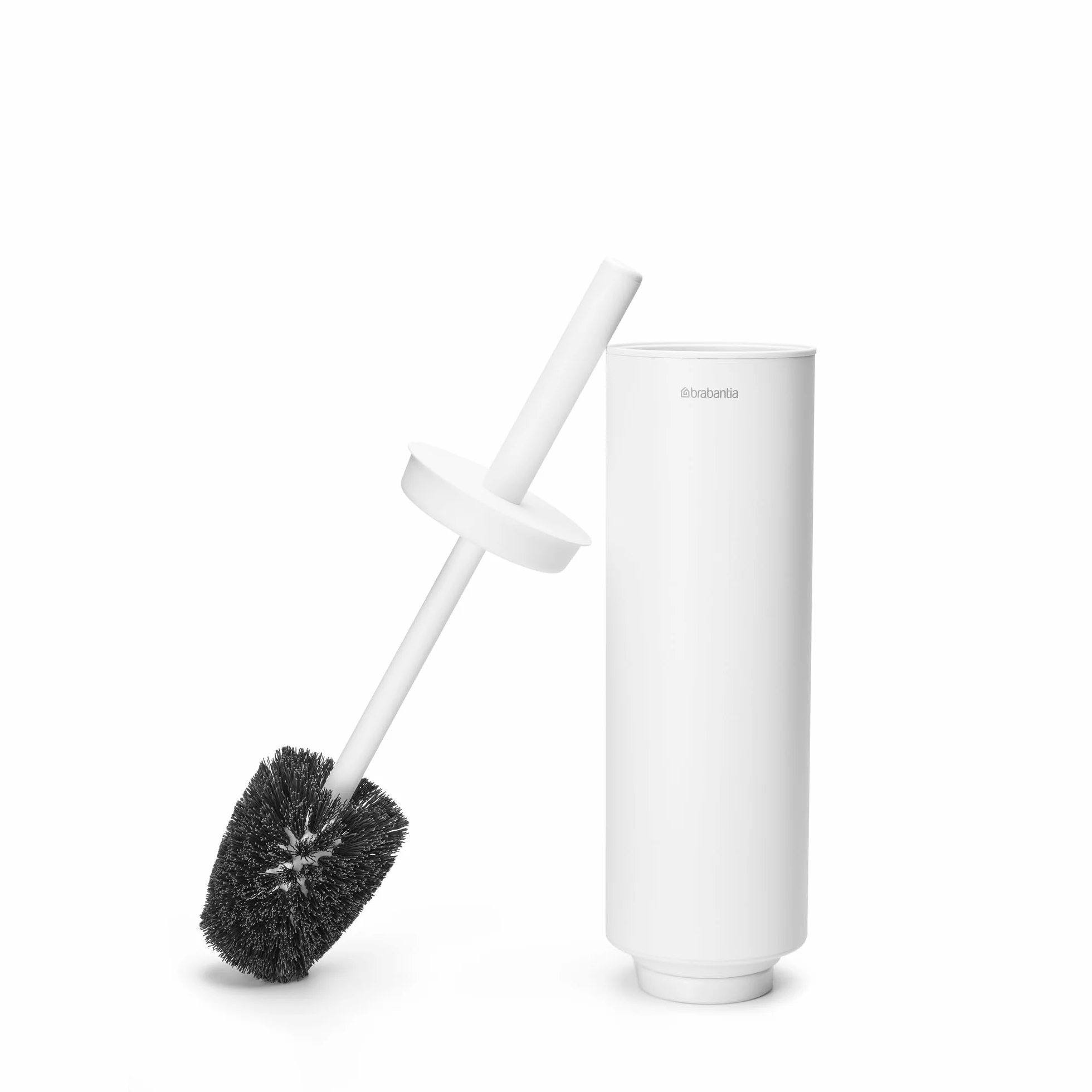 Brabantia, Mindset Szczotka Toaletowa w Obudowie, Szczotka z Włosiem, Stalowy Uchwyt Ochronny, Odporna na Korozję, Akcesoria Łazienkowe, Fresh White 42, 11, 9,6 cm