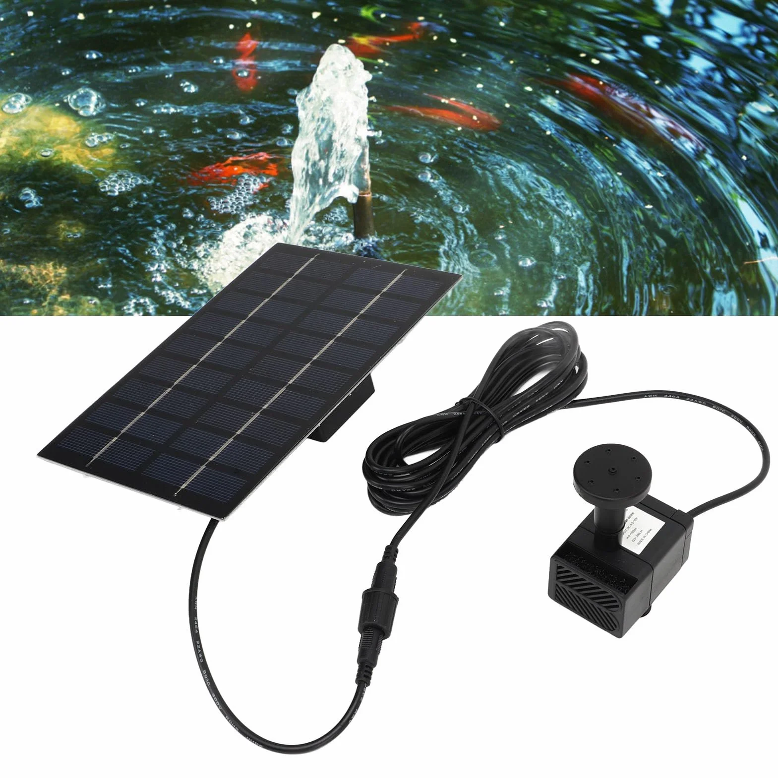 Fontanna Solarna, Zewnętrzna Solarna Pompa Wodna 1,8 W, łatwa W Montażu Fontanna Solarna z Panelem, 4 Dyszami i siatką filtracyjną zapobiegającą Zatykaniu do Kąpieli Ptaków, Stawów
