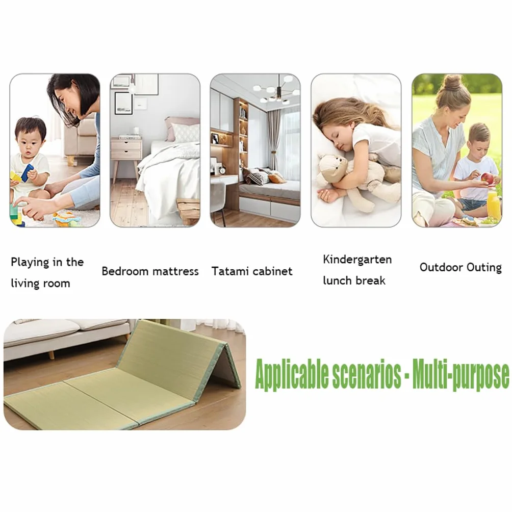 Japoński Materac Tatami, Składany Wygodny Materac Futon Ze 100% Naturalną Zieloną Trawą Rush, Idealny Do Medytacji Jogi Zen Room Tearoom(Size:200x90x3.5cm)