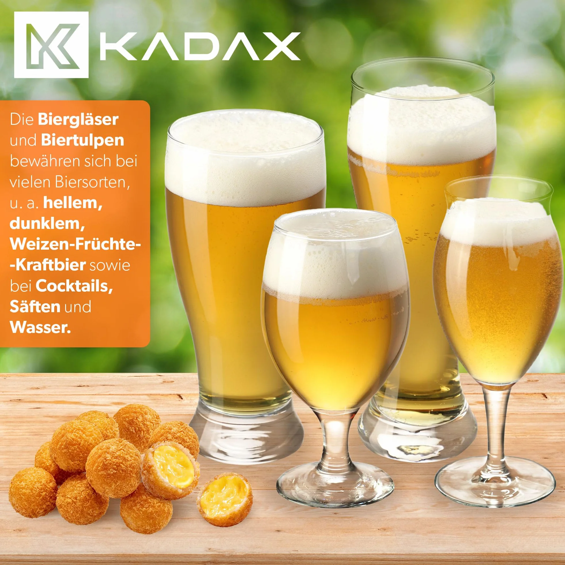 KADAX Zestaw 4 szt. Kufli 400 ml szklane tulipanowy kształt