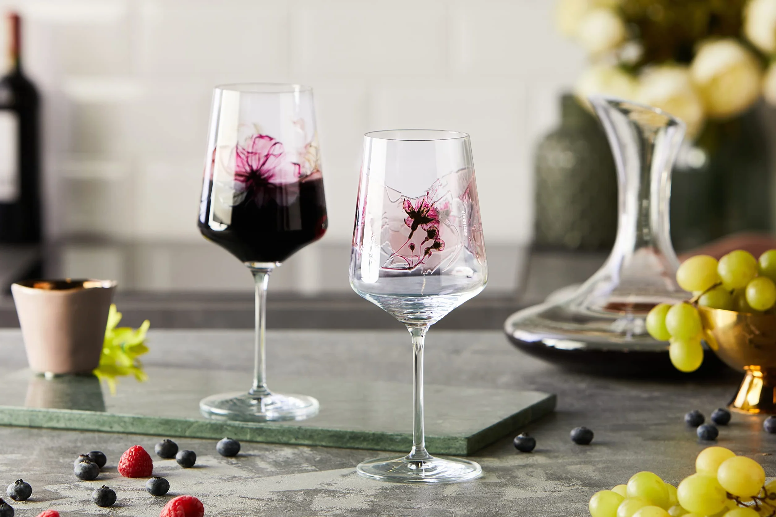 RITZENHOFF 3461004 Kieliszek do aperitifu 500 ml - zestaw 2 szt. - seria Sonet letni nr 4, 2 sztuki, motyw roślinny - Made in Germany