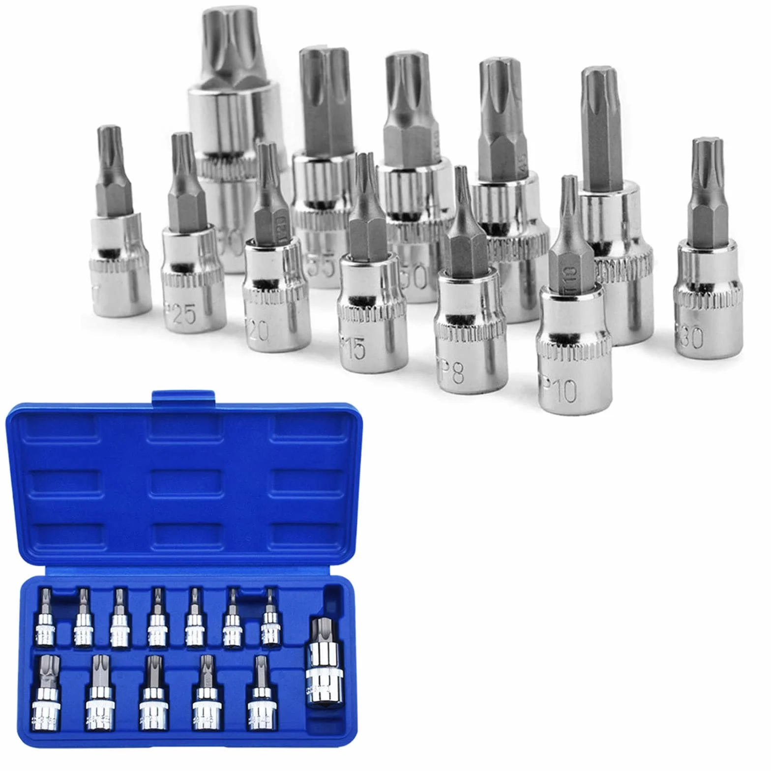 13 sztuk Zestaw gniazd Torx T8-T70 S2 Stalowe klucze sześciokątne Torx Socket Shank Tool Wkrętak Bit, Torx męski T8 T10 T15 T20 T25 T30 T40 T45 T50 T50 T50 5 T600 T70