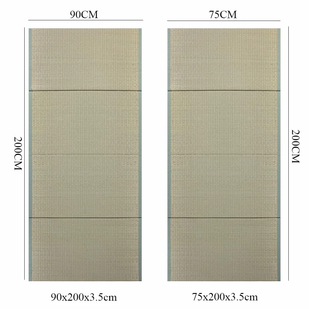 Japoński Materac Tatami, Składany Wygodny Materac Futon Ze 100% Naturalną Zieloną Trawą Rush, Idealny Do Medytacji Jogi Zen Room Tearoom(Size:200x90x3.5cm)