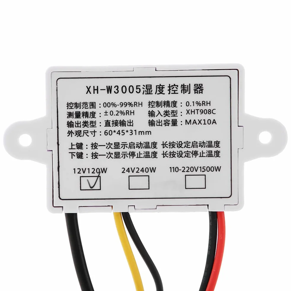 XH-W3005 Cyfrowy Regulator Wilgotności Higrometr z Czujnikiem 12V 24V 220V