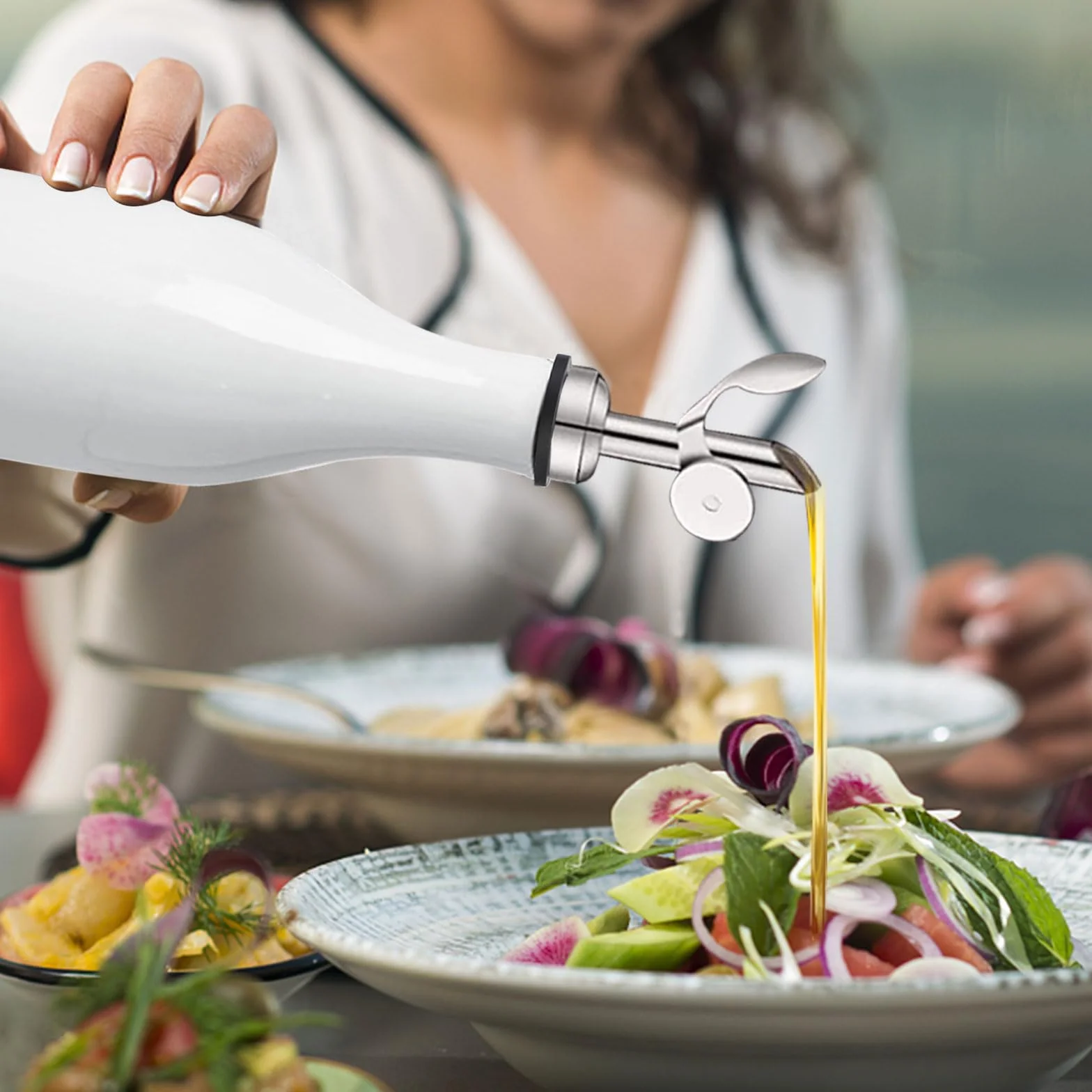 mumisuto Ceramiczny dozownik oliwy z oliwek 300 ml biały