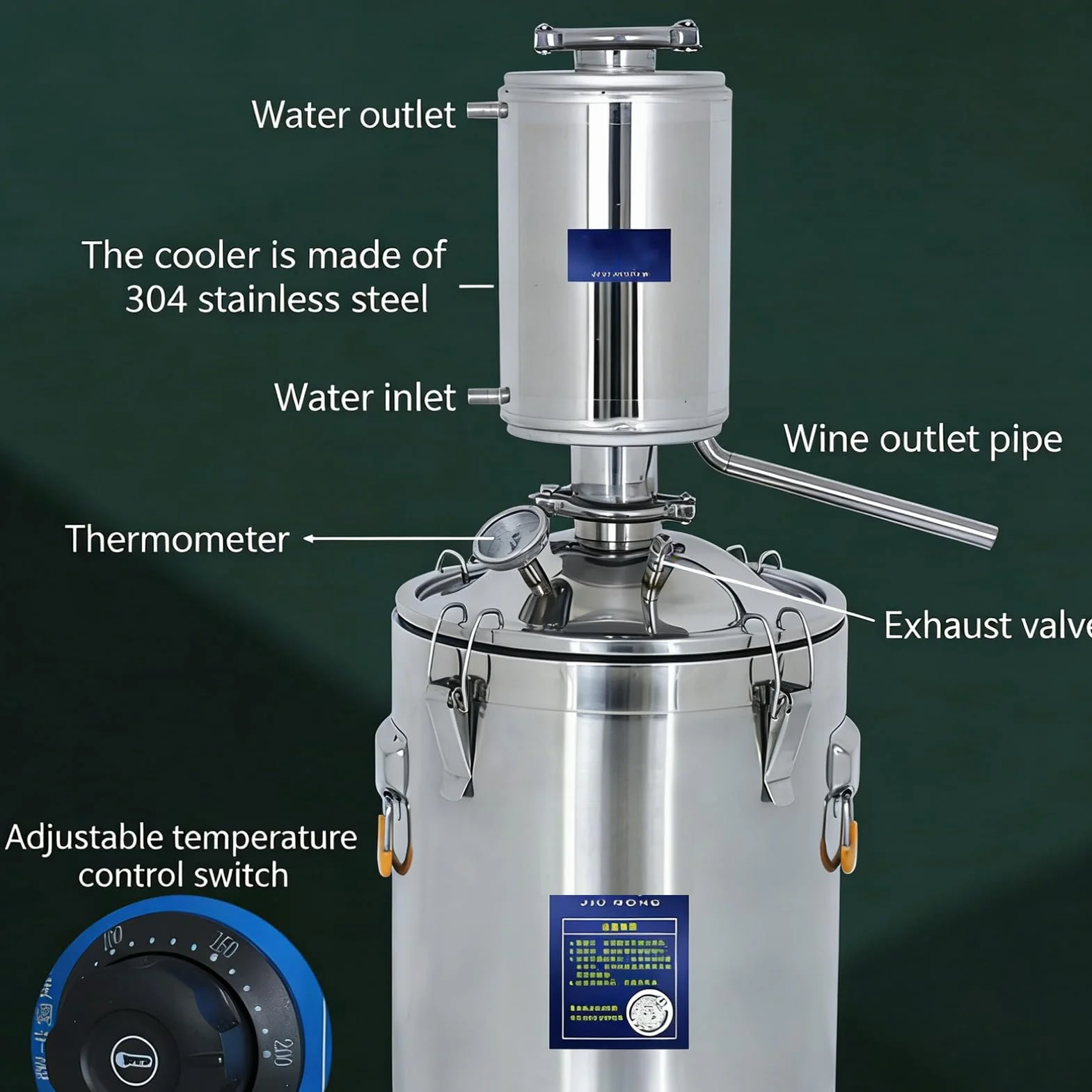 Automatyczny destylator alkoholu z regulacją temperatury - zestaw do domowego warzenia whisky i olejków eterycznych (20L) - idealny do fermentacji i destylacji