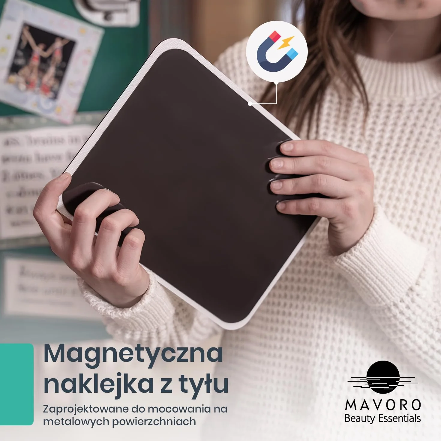 Mavoro Magnetyczne Lustro do Skrytki | Akrylowe Lustro 17,5 x 22,5 cm - Niezniszczalne Lustro | Eleganckie Lustro Bez Ramy | Bezpieczne Lustro Dla Dzieci Bez Szkła (1 opakowanie)