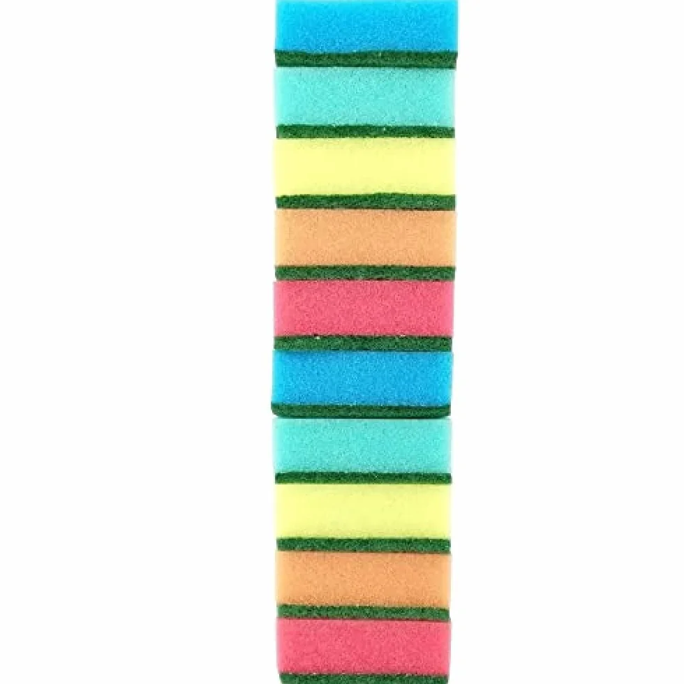 D.RECT Zestaw 10 Szt. Gąbek Kuchennych – Dwustronne Gąbki do Garnków – Uniwersalne Gąbki MIDI – Wymiary 75 x 50 x 28 mm – Wielokolorowe