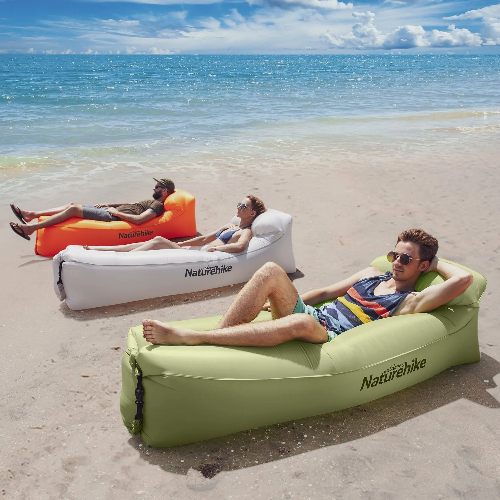Naturehike Nadmuchiwany rozkładany fotel, wodoodporna nadmuchiwana sofa z przenośnym plecakiem, nadmuchiwane łóżko do kempingu, basenu (zielony)