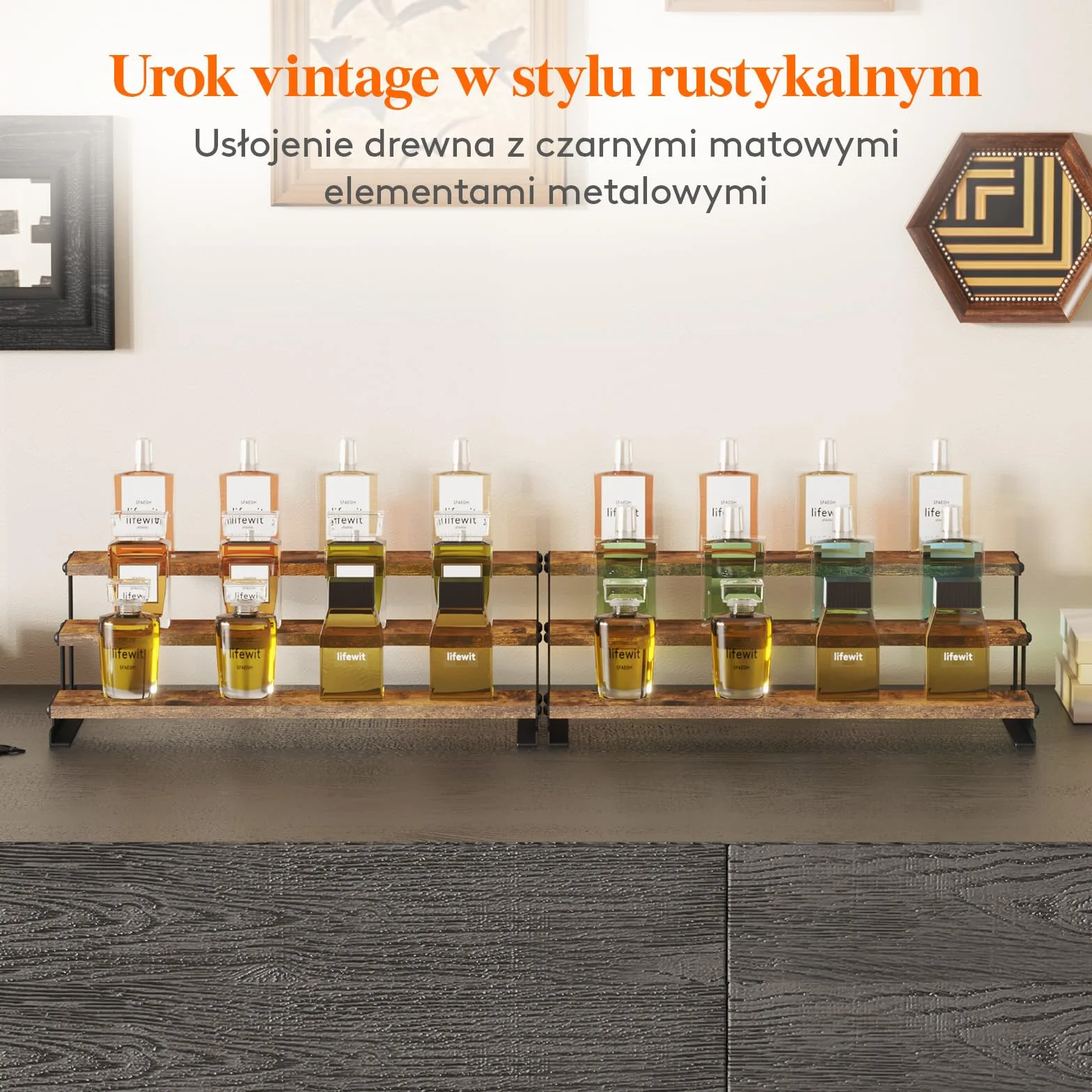 Lifewit 3-poziomowy drewniany stojak na perfumy, organizer na perfumy, kolonię, kosmetyki, półki ekspozycyjne na rękodzieło, przyprawy, figurę, 1 szt., rustykalny brąz