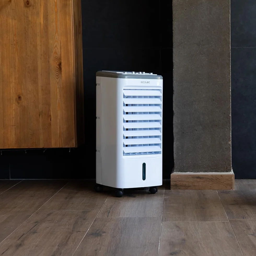 Cecotec Klimatyzator Ewaporacyjny EnergySilence 3500 Cool Compact. 65 W, zbiornik 3,5 l, 3 prędkości, oscylacja 70º, wielokierunkowe kółka, zawiera 2 chłodnice