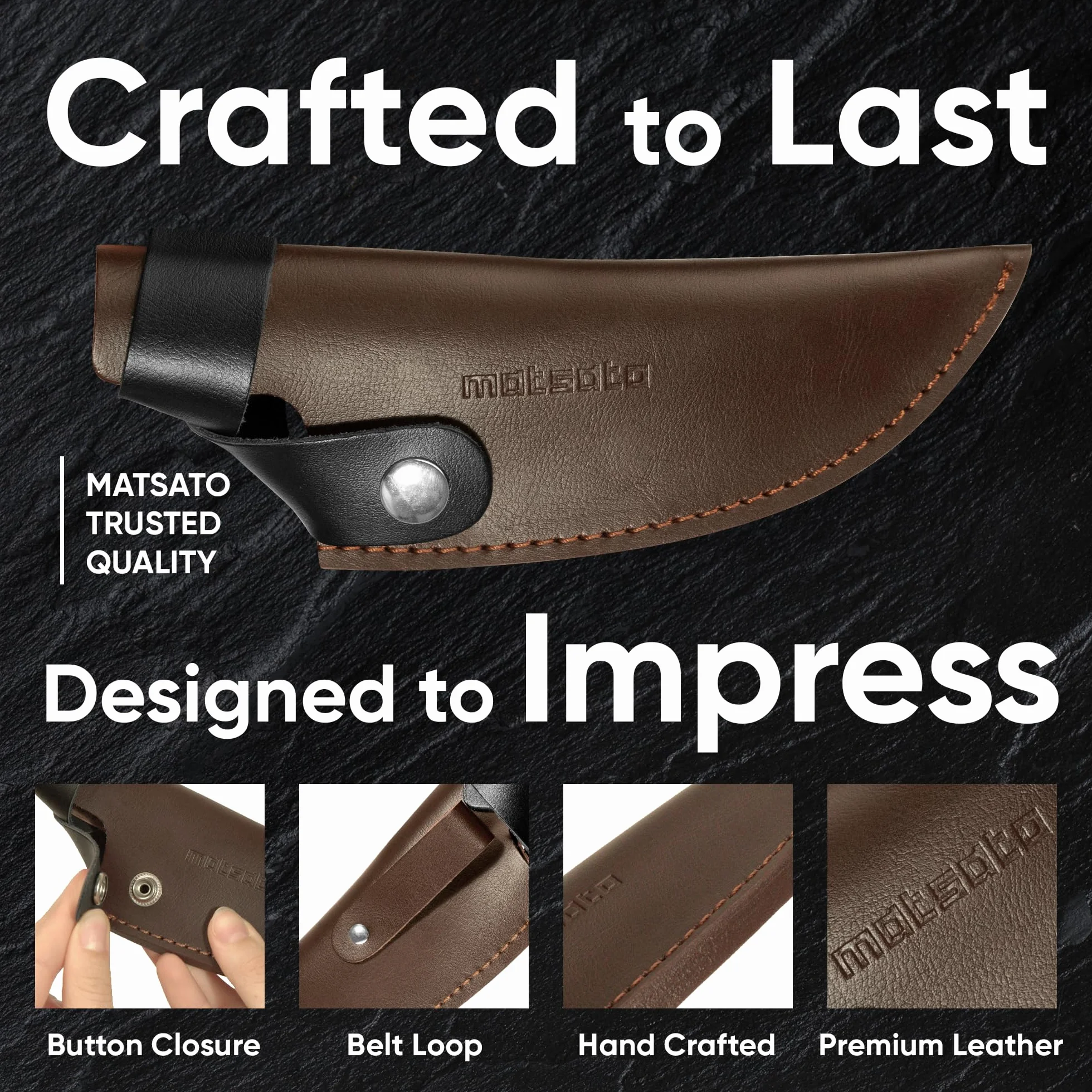 Premium Leather Sheath for Japanese Chef Knife, Kitchen Knife Holder, Brown