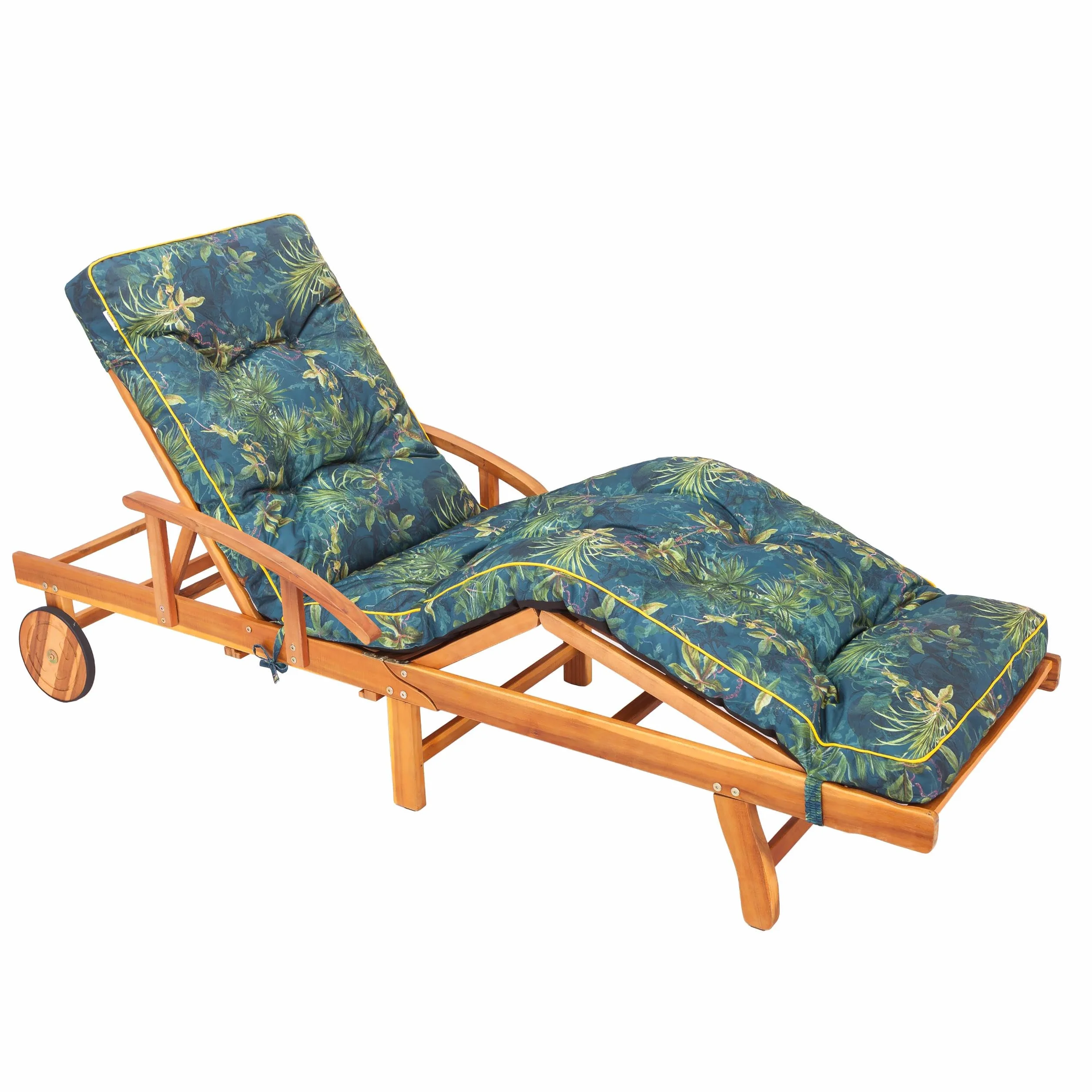 PillowPrim Nakładka na leżak ogrodowy, nakładka na leżak 200 x 55 x 9 cm - Wygodna nakładka na leżak - Poduszka na leżak ogrodowy, poduszka na leżak, haftowana - Zielona łąka