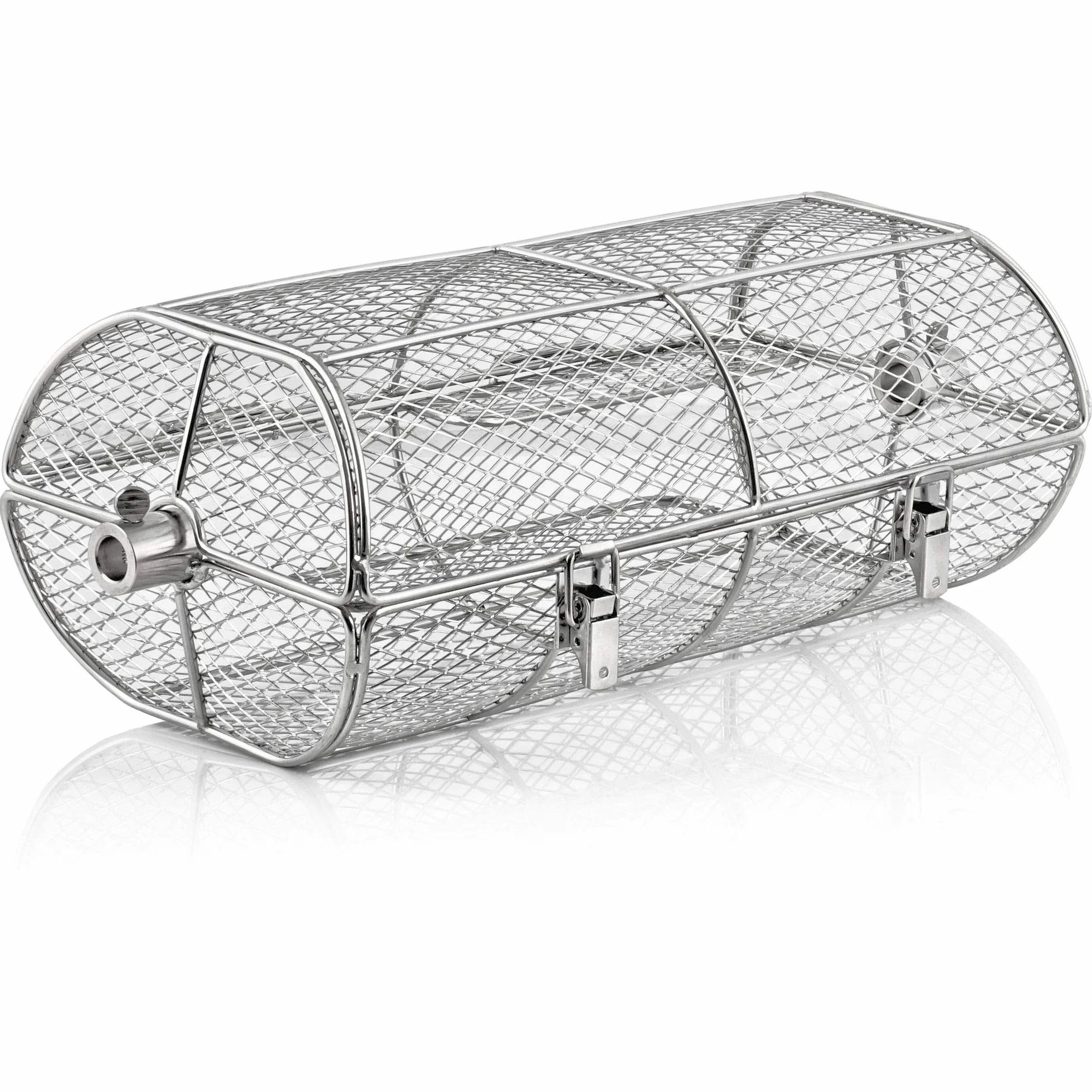 BBQ-Toro Koszyk do grilla ze stali nierdzewnej na obrotowy rożen | 42,5 x 21 x 16 cm | uniwersalny rondell do grilla gazowego i wielu innych | obrotowy kosz, okrągły kosz