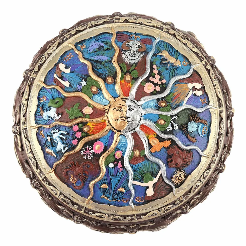 obrotowa pozytywka zodiakalna, 12 konstelacji, z migoczącym światłem LED, muzyczna pozytywka z rotującą boginią, prezent na urodziny, Boże Narodzenie, walentynki (rak)