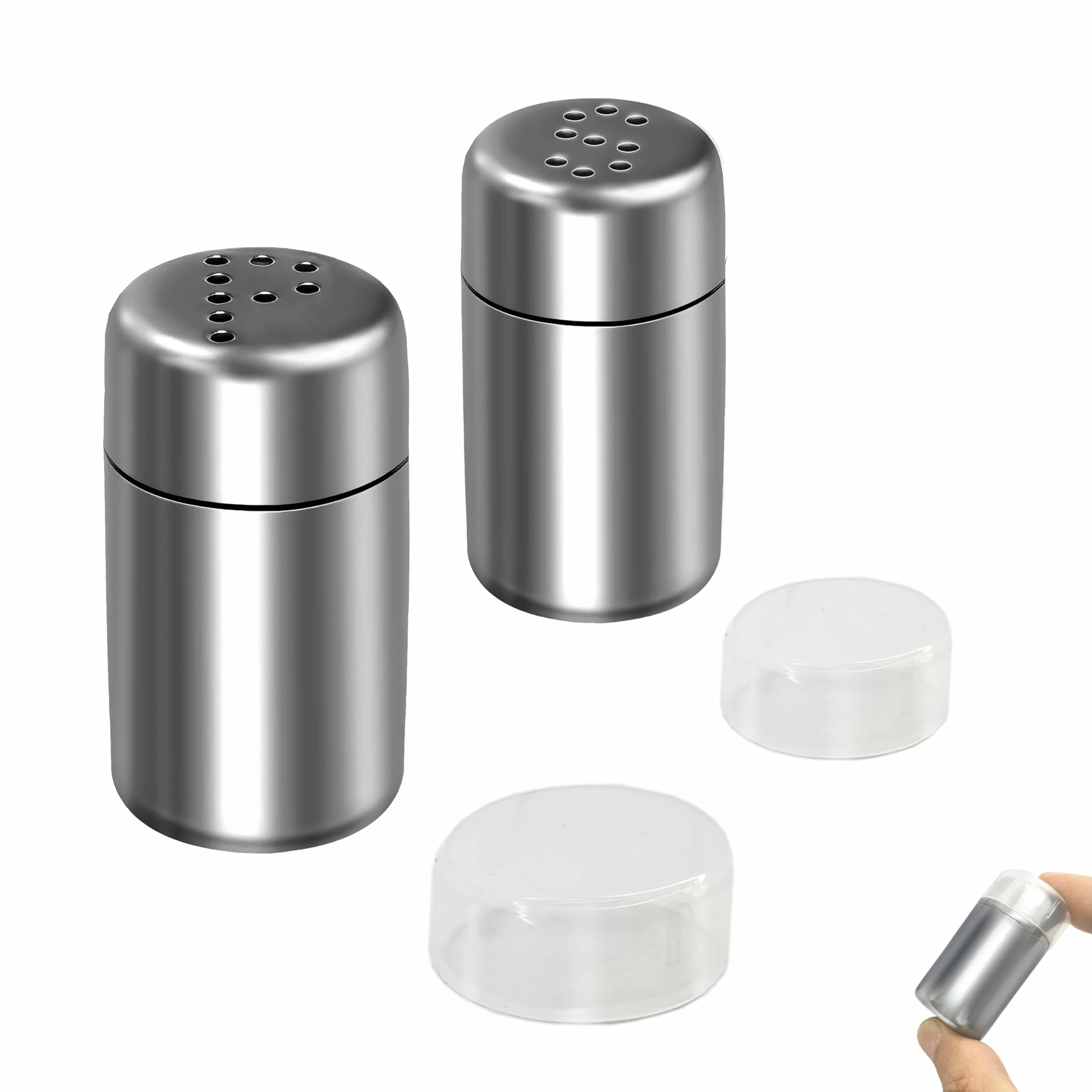 Mini solniczka do podróży 5 ml ze stali nierdzewnej 2 sztuki