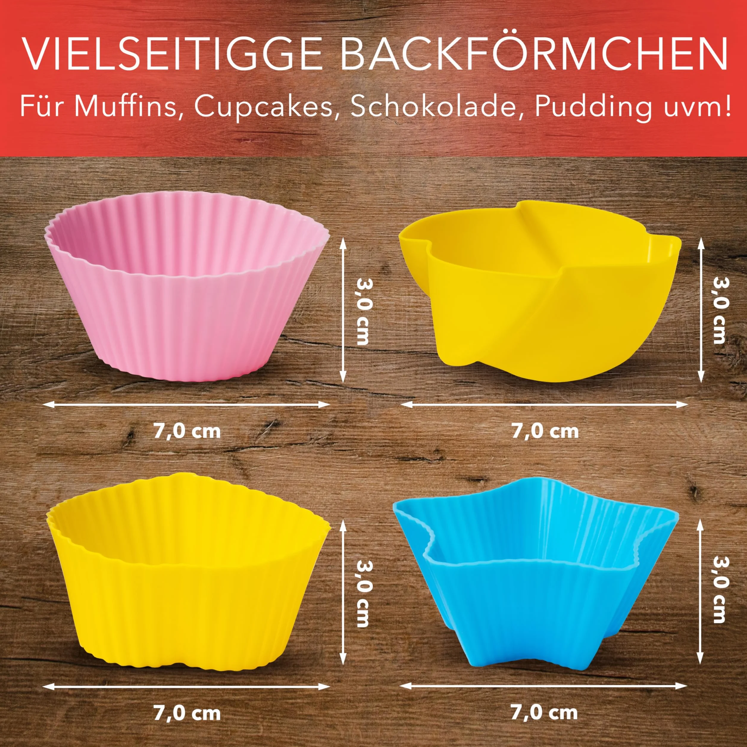 AVANA Foremki do muffinek wielokrotnego użytku, wykonane z wysokiej jakości silikonu (zestaw 36 sztuk) bez BPA, 8 kolorów