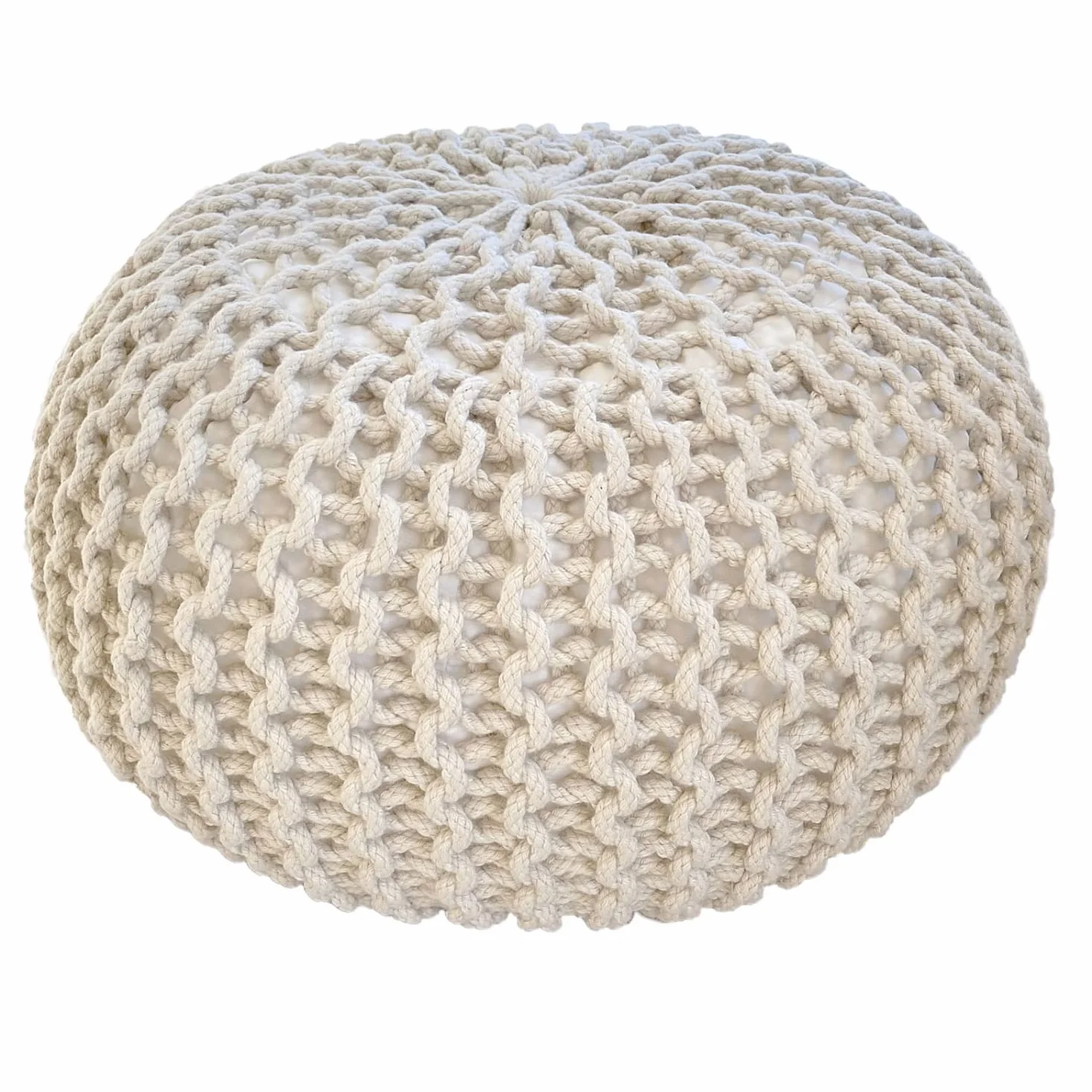 casamia lipizano puf puf pufa z dzianiny Ø 55 cm Premium do wnętrz tarasu basenu ogrodu nadaje się do prania, kolor beżowy