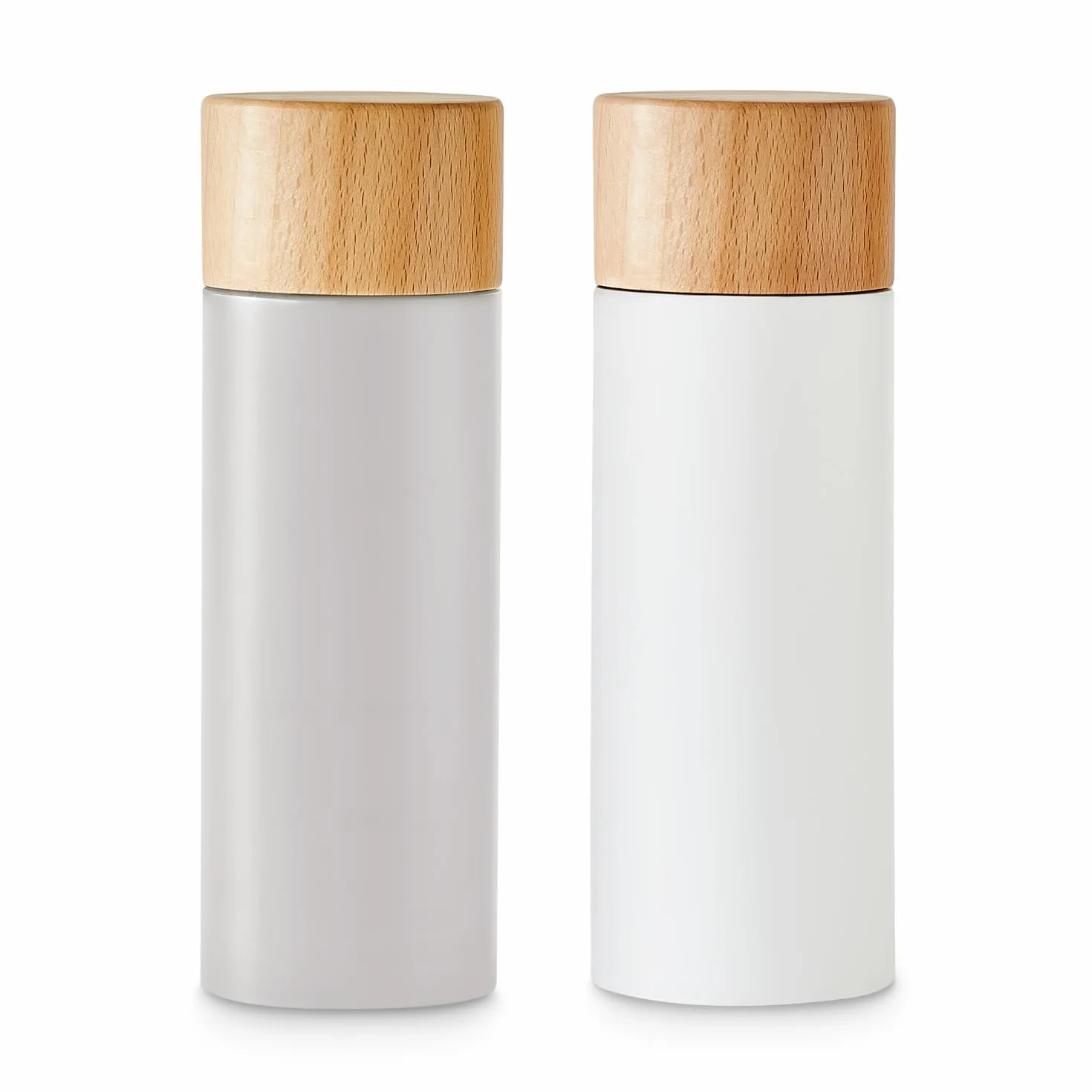Zestaw młynków do soli i pieprzu z drewna brzozowego Scandi, ceramiczny mechanizm, szary