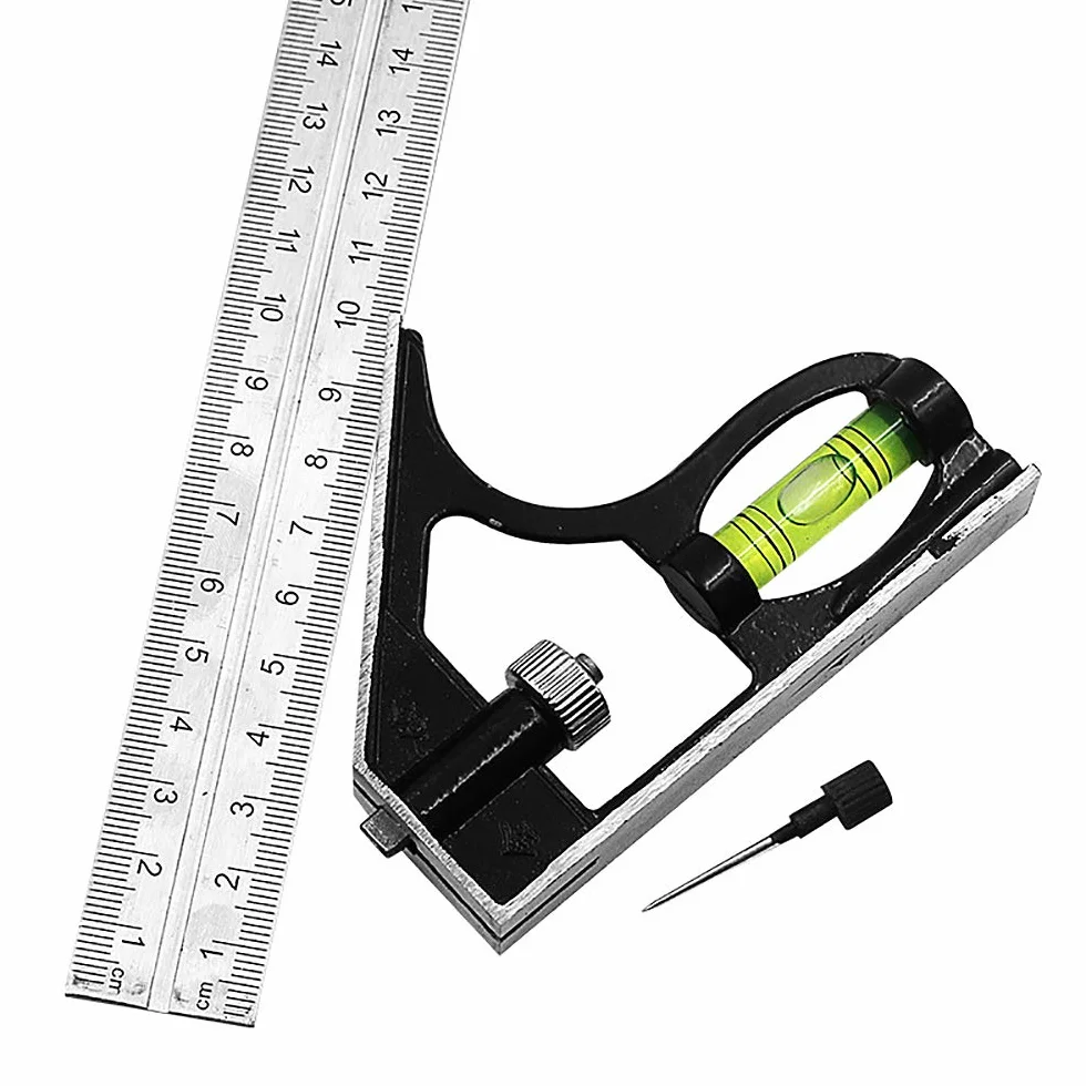 DollaTek 300 mm stal nierdzewna wielofunkcyjna kombinacja kwadrat do obróbki drewna