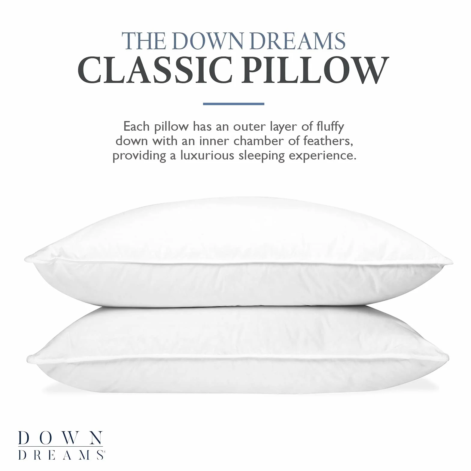 Down Dreams Manchester Mills Classic Cushion - Queen/Medium Support, 2-pak