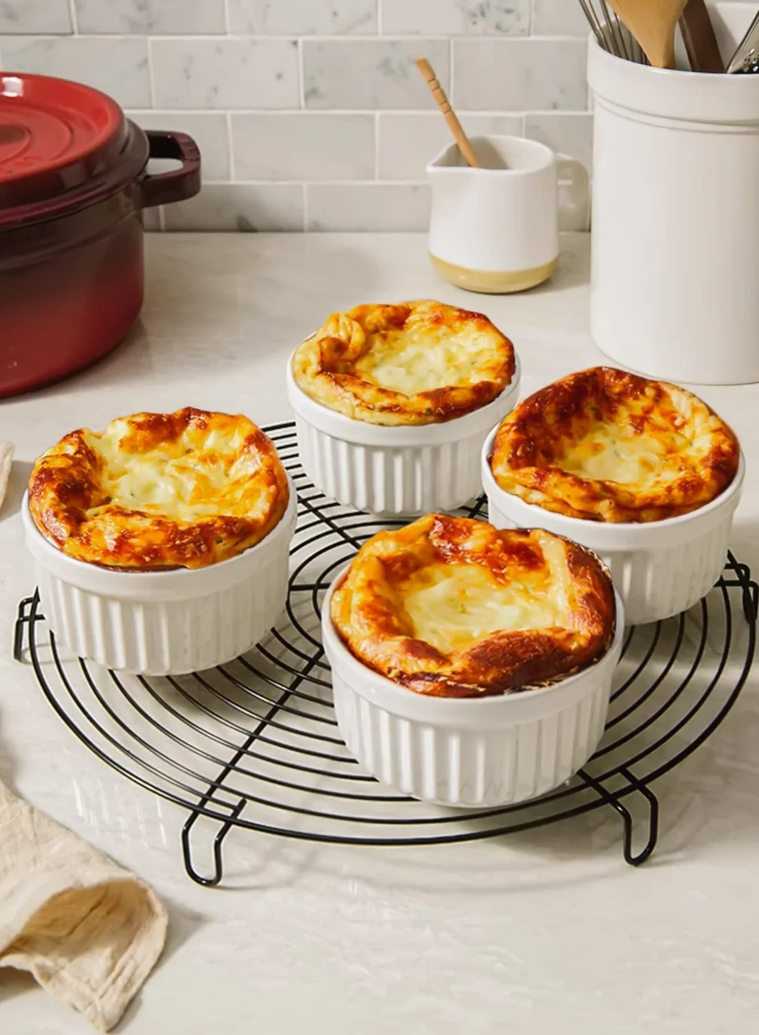 LE TAUCI Ramekiny, 20 ml słoików na żywność, Ramekin Set for Creme Brulee, Custard Cups, Set of 6, Oven Safe, Oyster White
