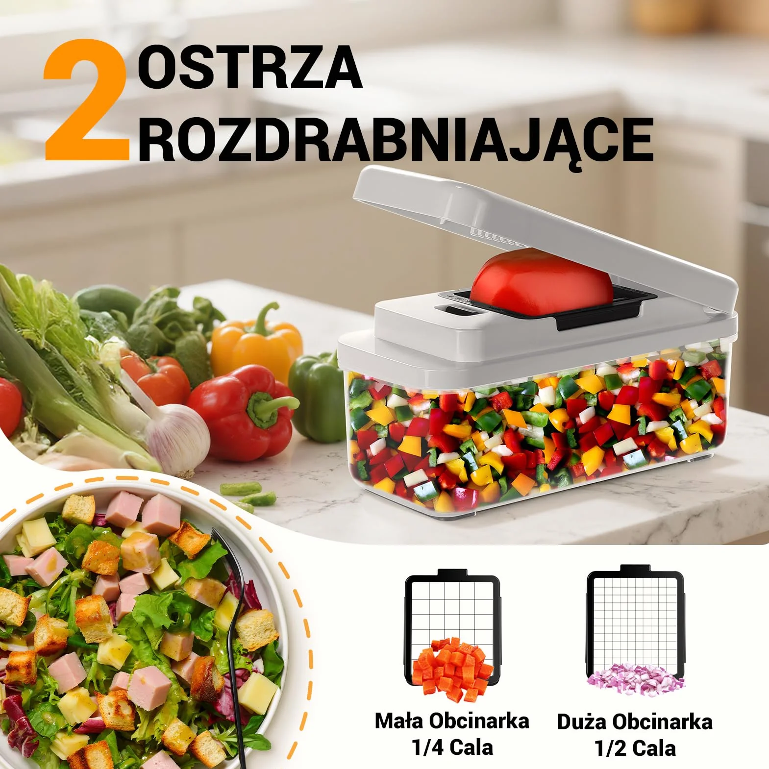 Rozdrabniacz do warzyw 12 w 1, profesjonalna mandolina kuchenna, krajalnica do warzyw z 7 wymiennymi ostrzami ze stali nierdzewnej, siekacz do warzyw do cebuli, ogórków, ziemniaków i marchwi