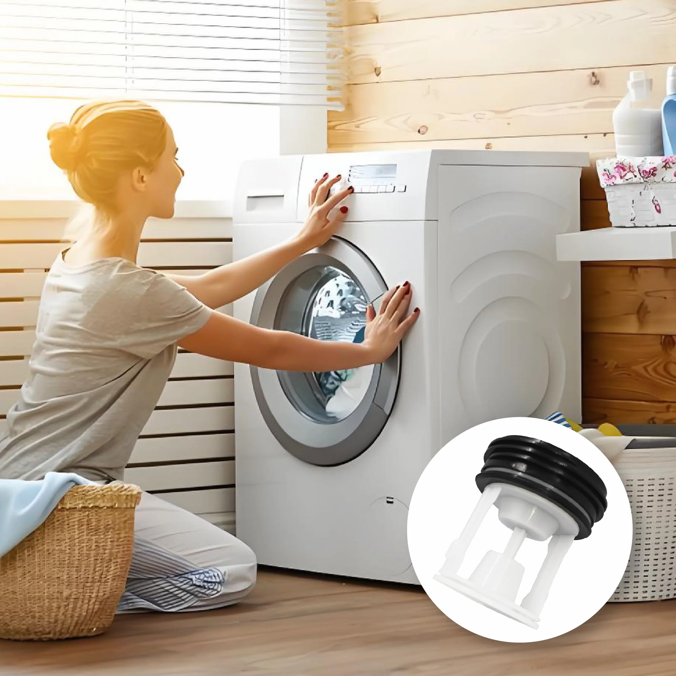 Sitko do kłaczków zamiennik do pralek Bauknecht, Whirlpool, Indesit - kompatybilne z numerami części 481248058385 i C00312342, wkład filtrujący do pompy odpływowej, ochrona pompy odpływowej