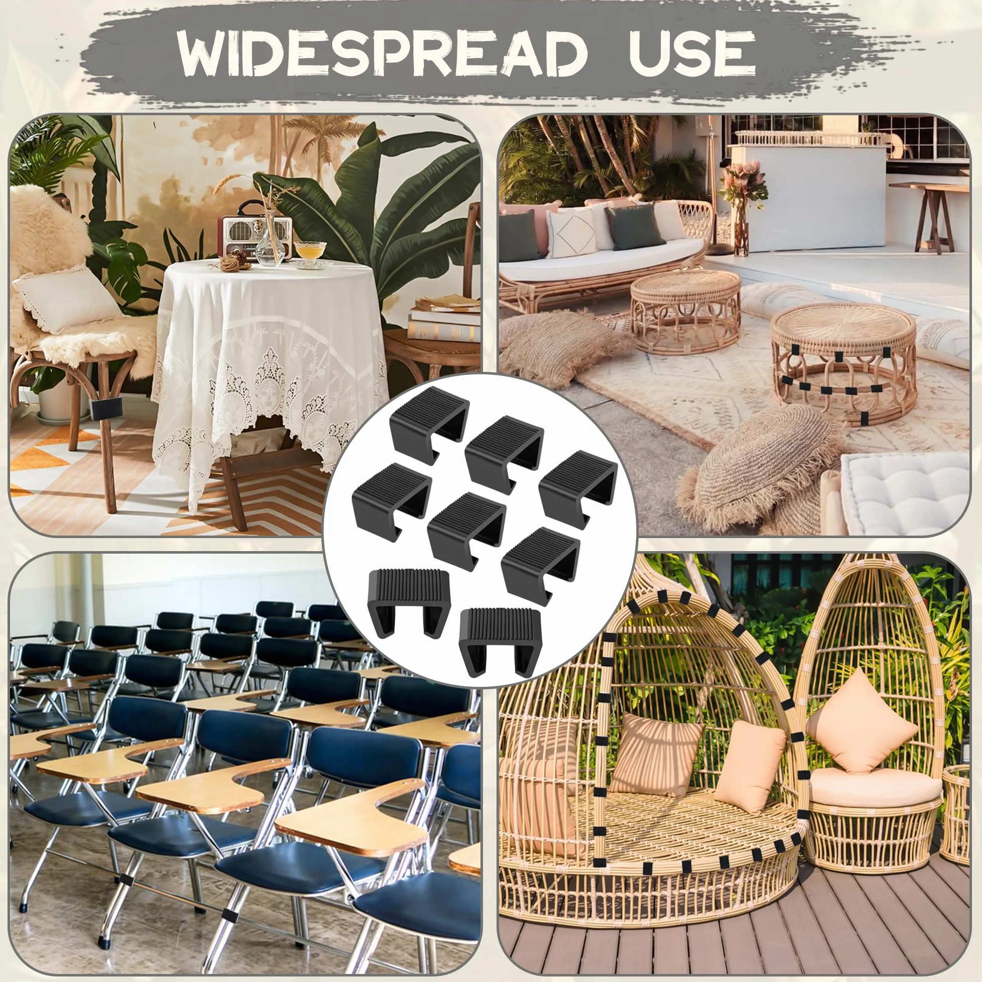 Klipsy do mebli rattanowych plastikowe wiklinowe łączniki do krzeseł na zewnątrz łączniki segmentowe złącze do krzeseł rattanowych sofa 8 szt. czarne