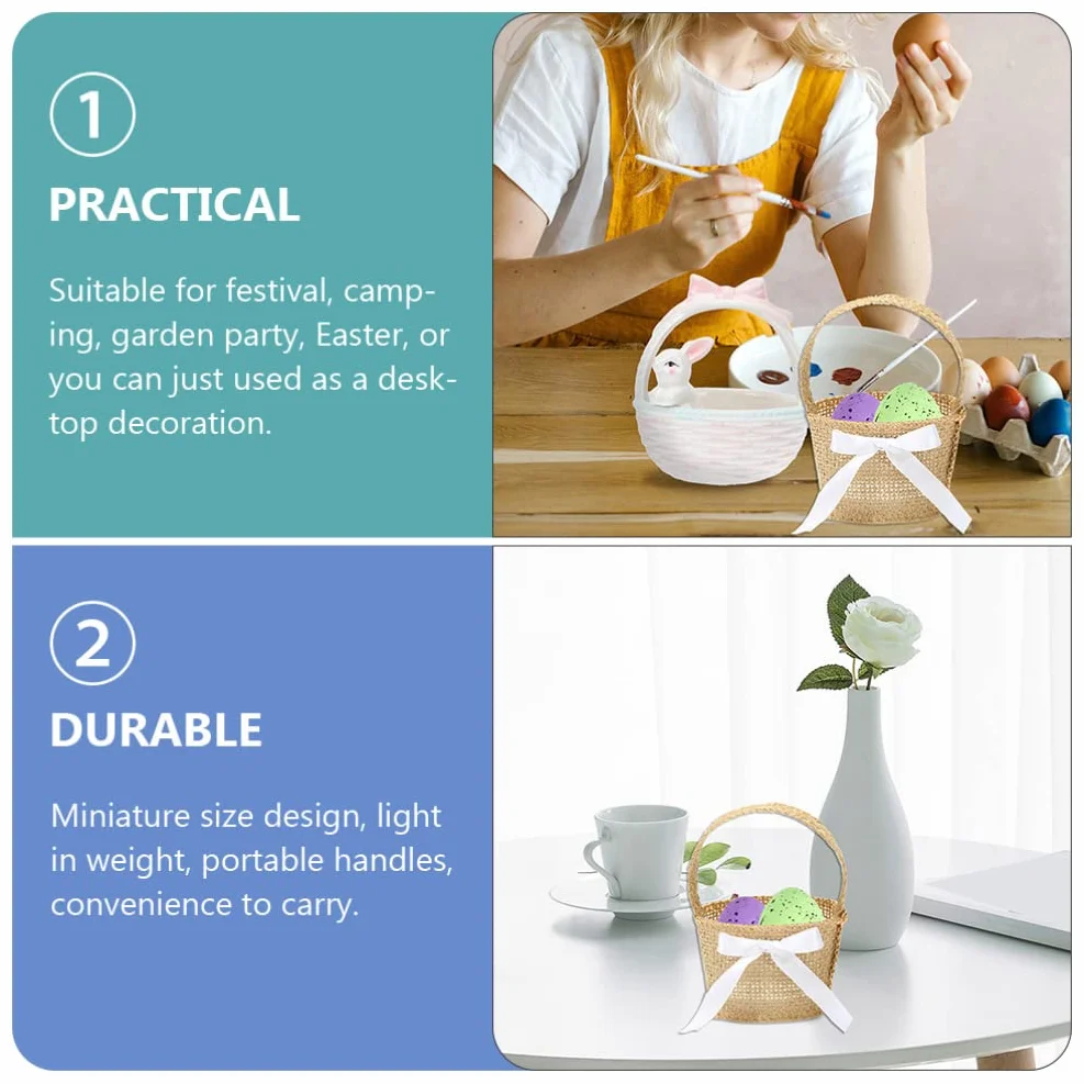 Toyvian 6szt Pleciony Koszyk Jutowy Wielkanocny z Uchwytem